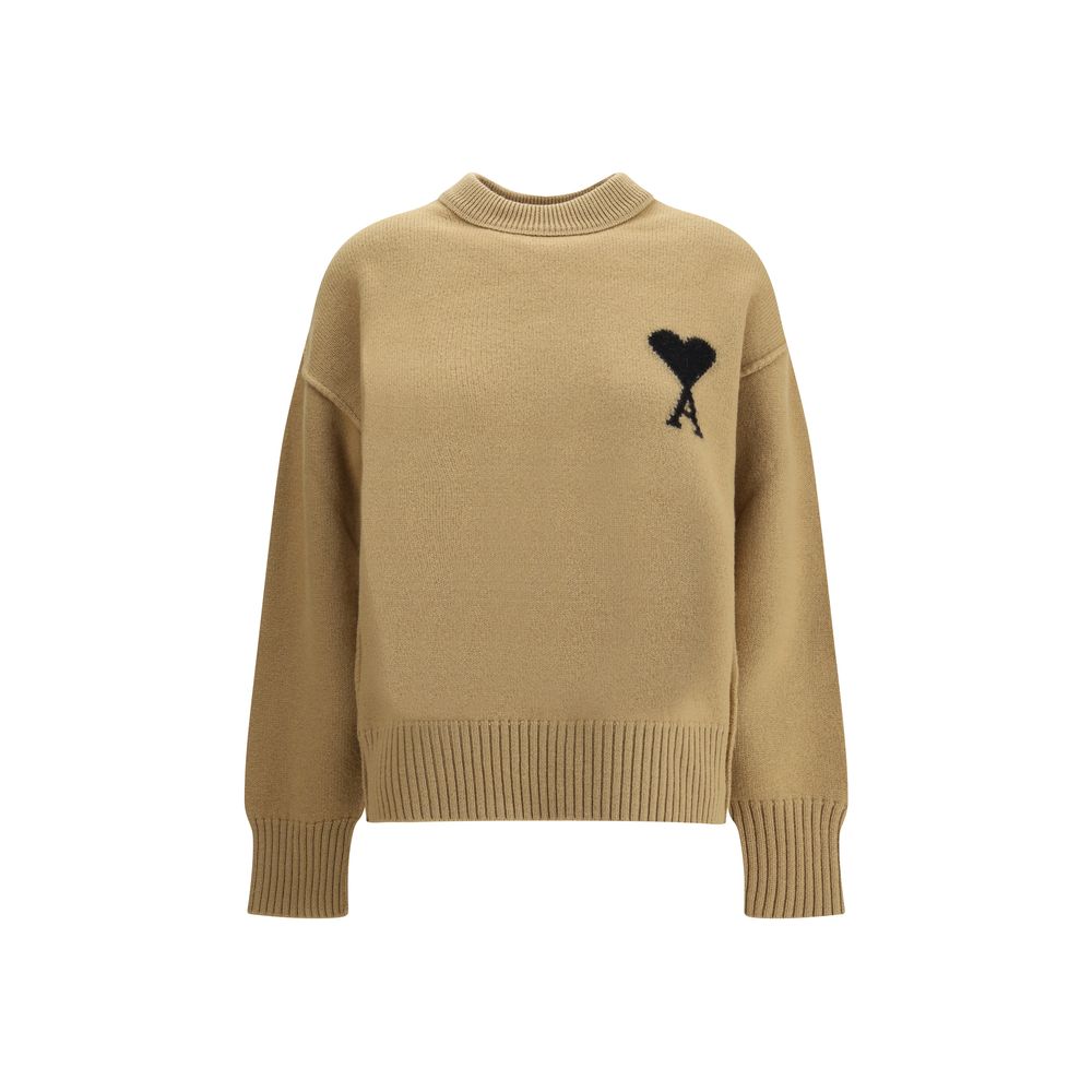 Ami Paris Beige Fleece Wool Sweatshirt