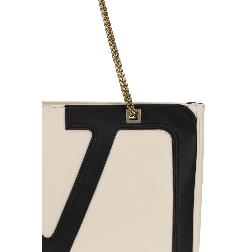 Valentino Garavani Cream Calf Leather Bos Taurus Shoulder Bag