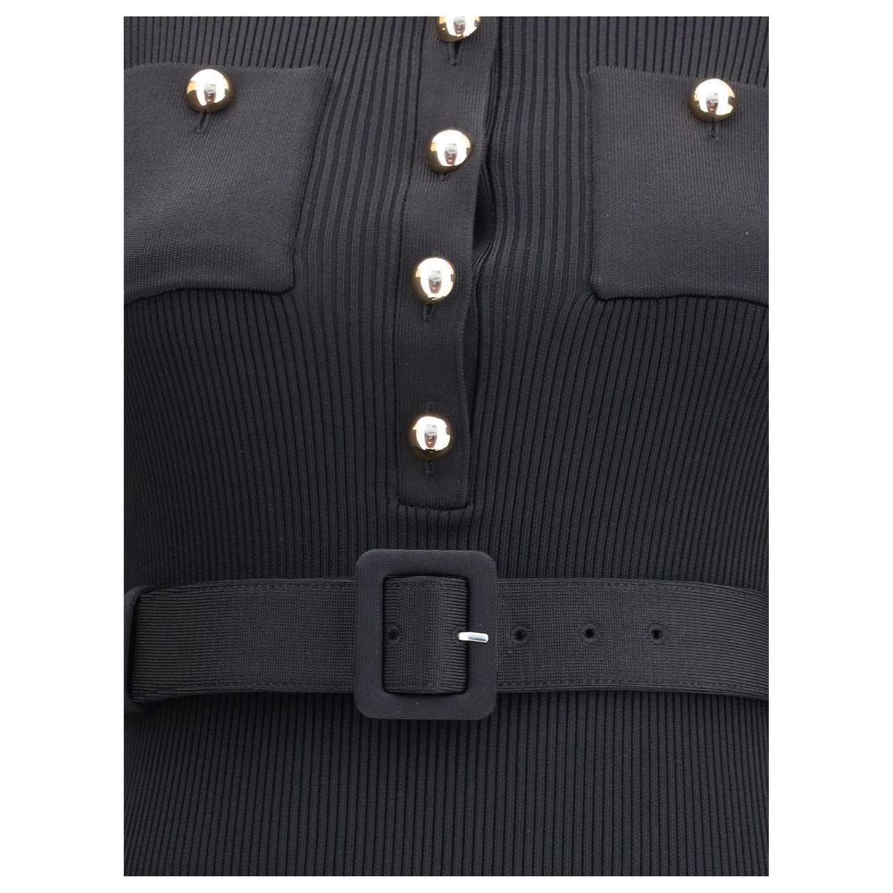 فستان كاجوال أسود من الفيسكوز بتصميم صورة ذاتية