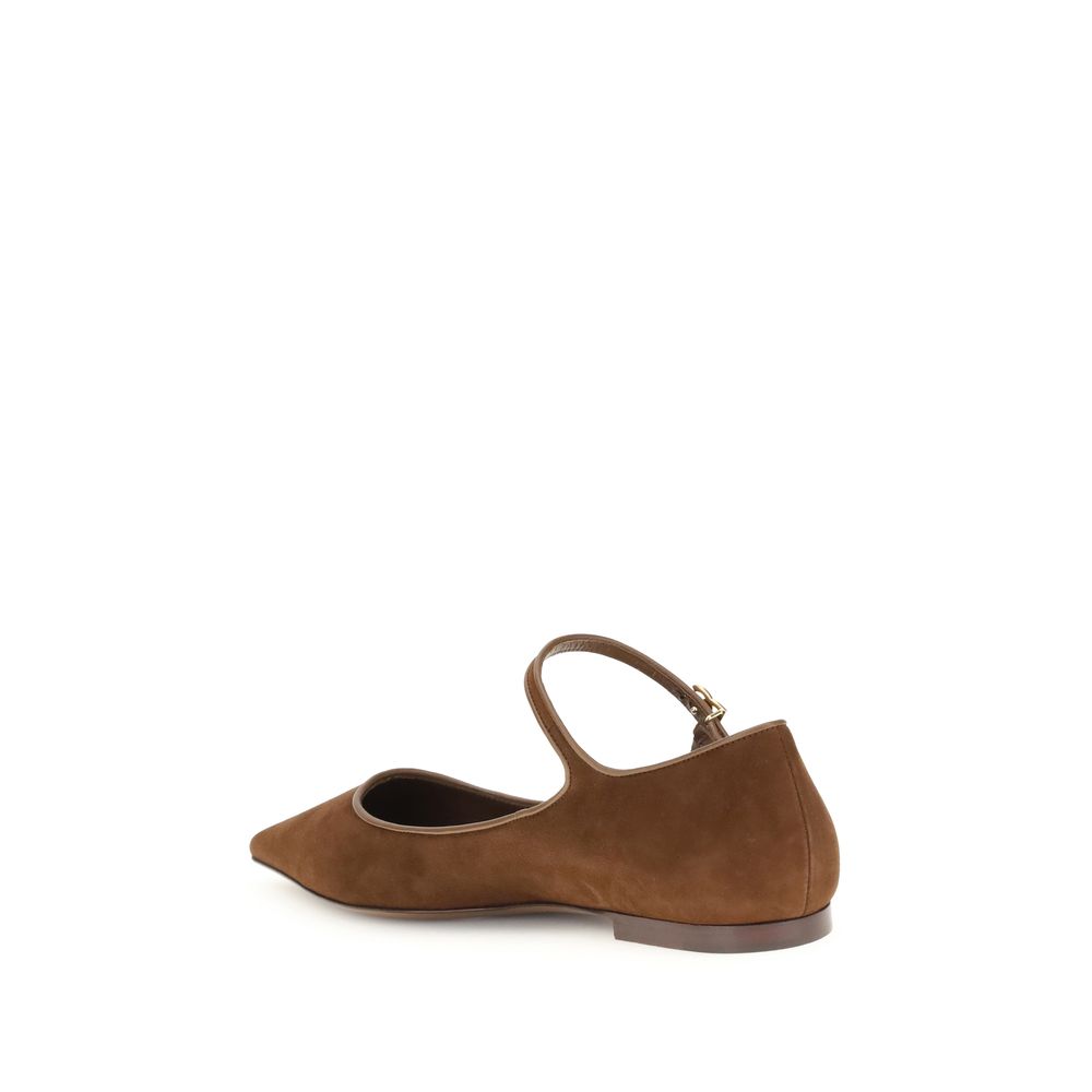 Dolce & Gabbana Brown Goatskin Ballet Flats