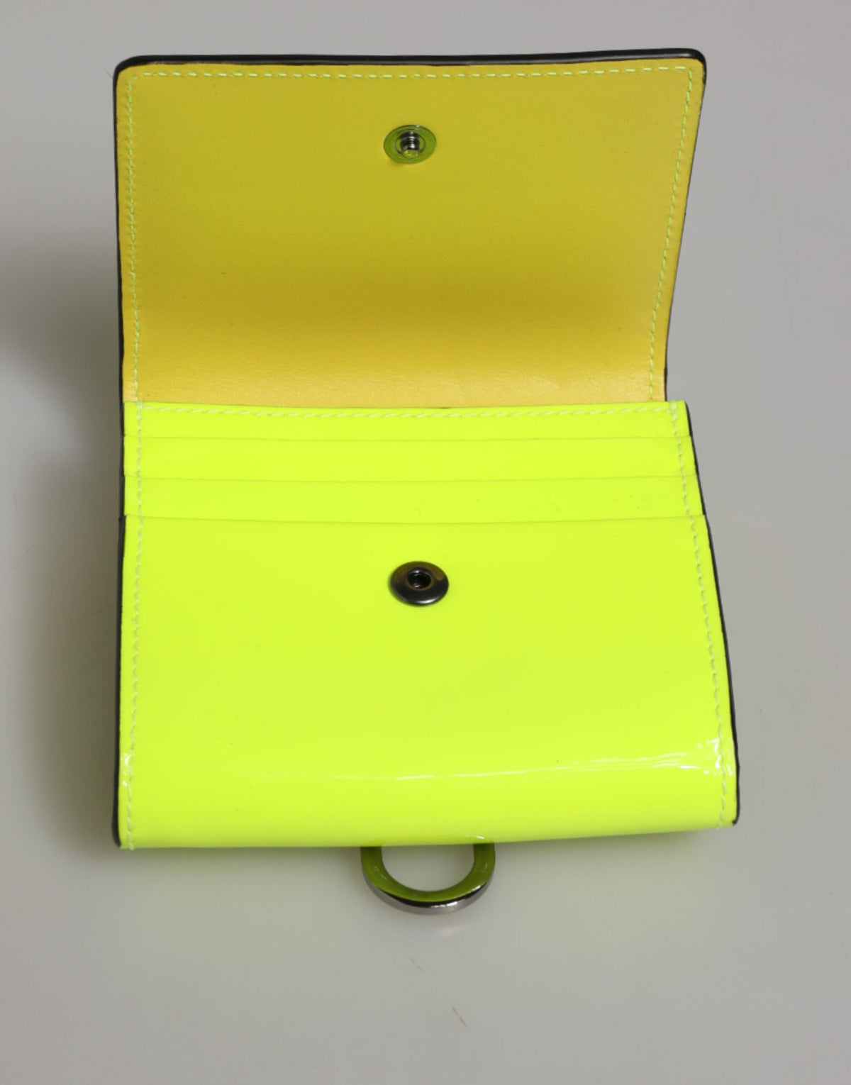 Dolce & Gabbana Yellow Green Bifold DG Logo Neck Strap Cardholder Wallet