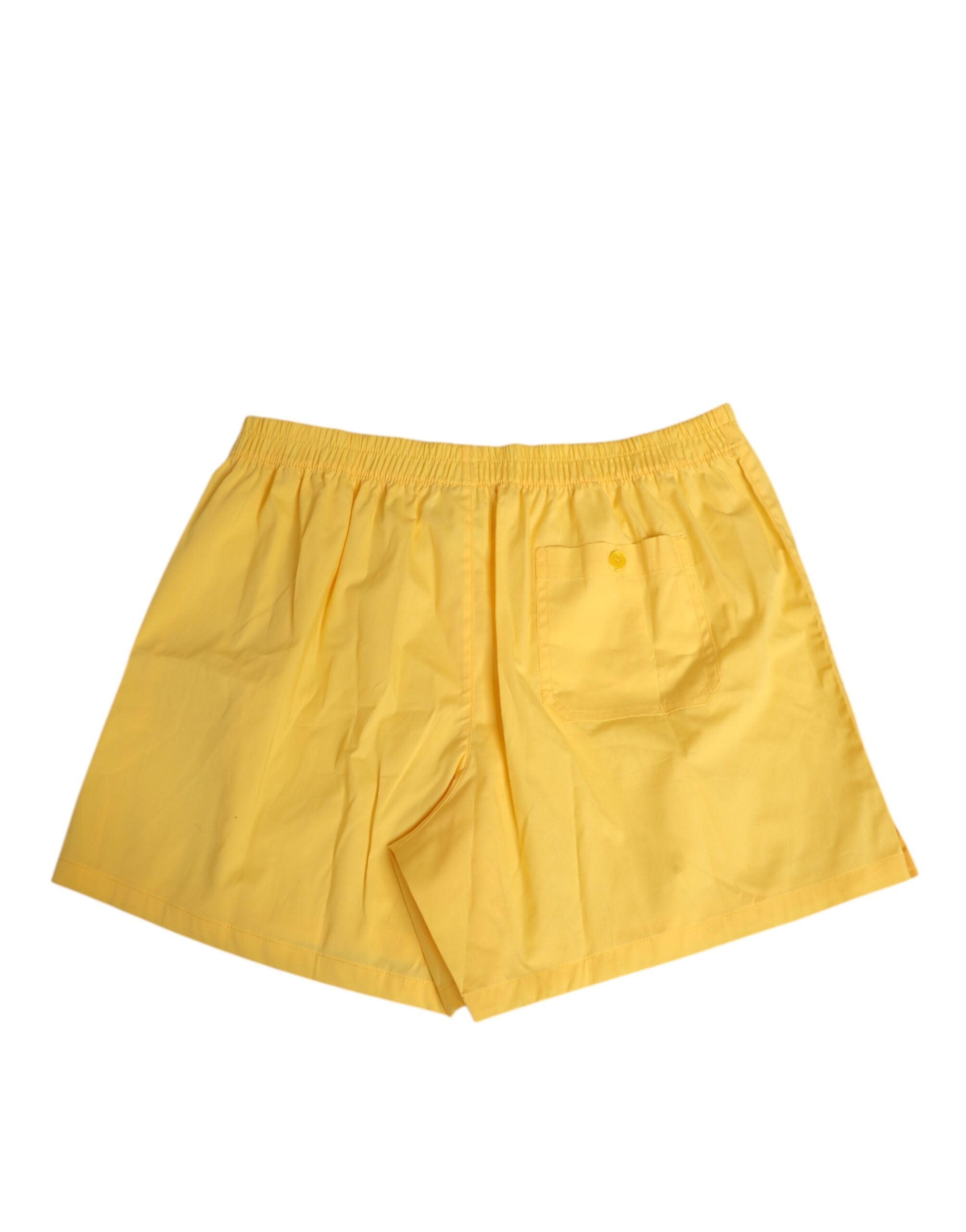 Dolce & Gabbana Yellow Cotton Elastic Waistband Short Swimwear