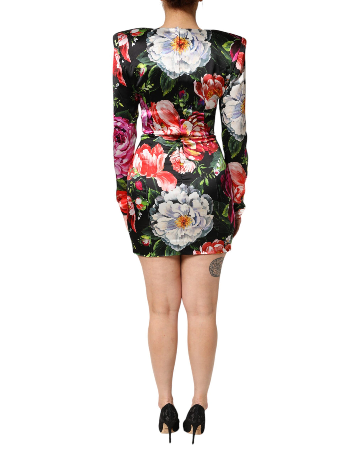 Dolce & Gabbana Black Floral Fiori Pittorici Mini Bodycon Dress