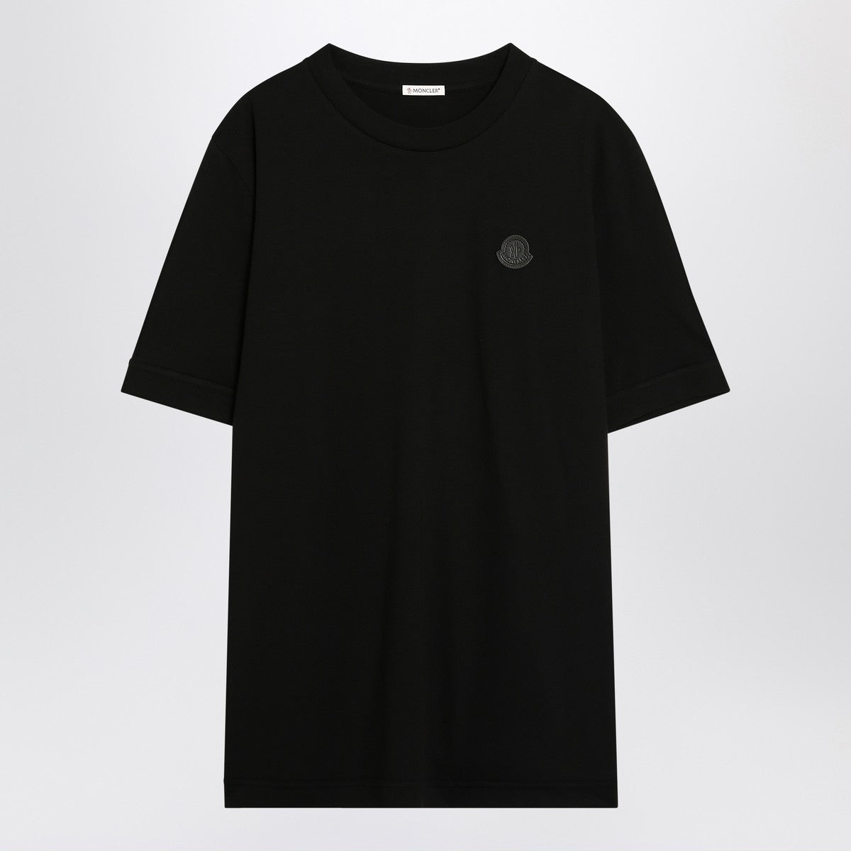 Moncler Moncler Black cotton T-shirt with logo patch