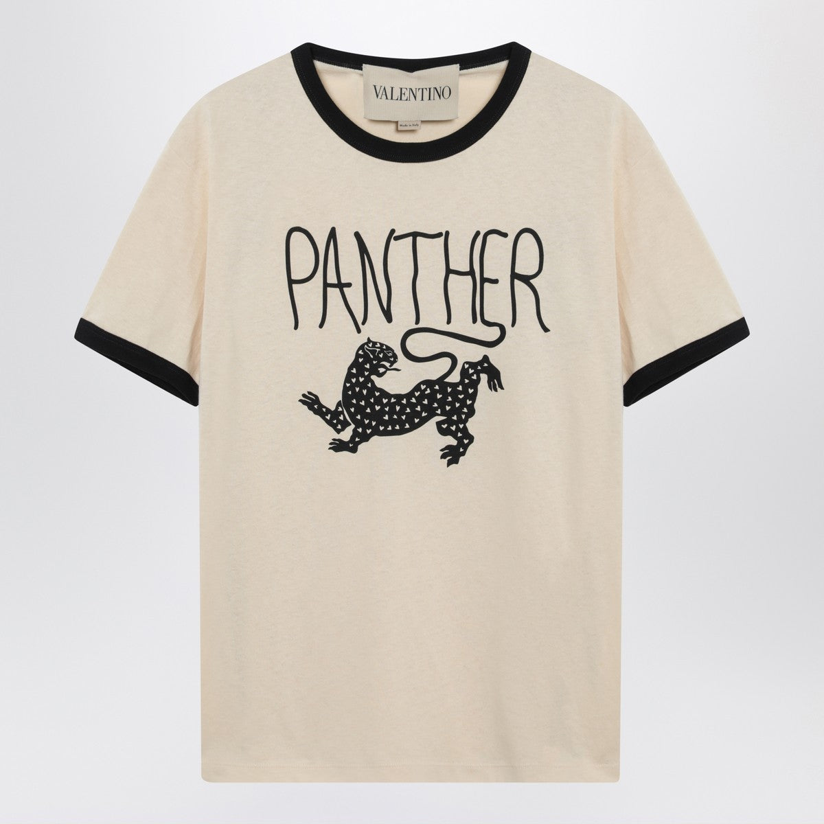 Valentino Valentino Butter-colored T-shirt with Panther print