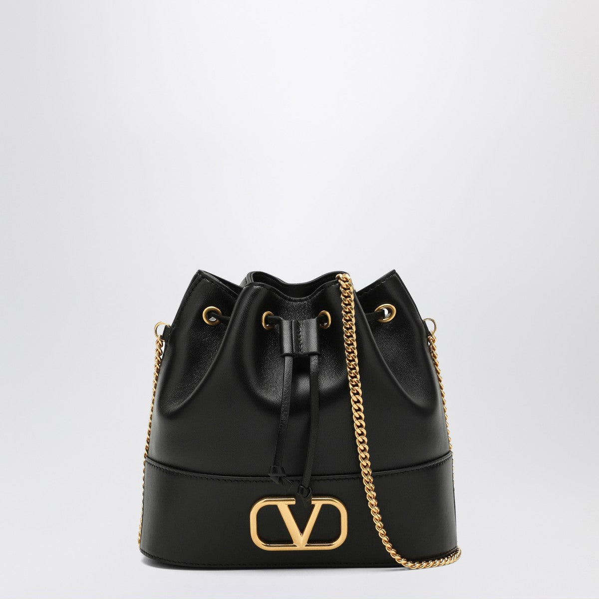 Valentino Garavani Valentino Garavani Vlogo black leather bucket bag