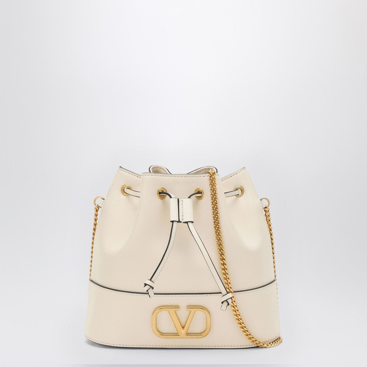 Valentino Garavani Valentino Garavani Vlogo ivory leather bucket bag