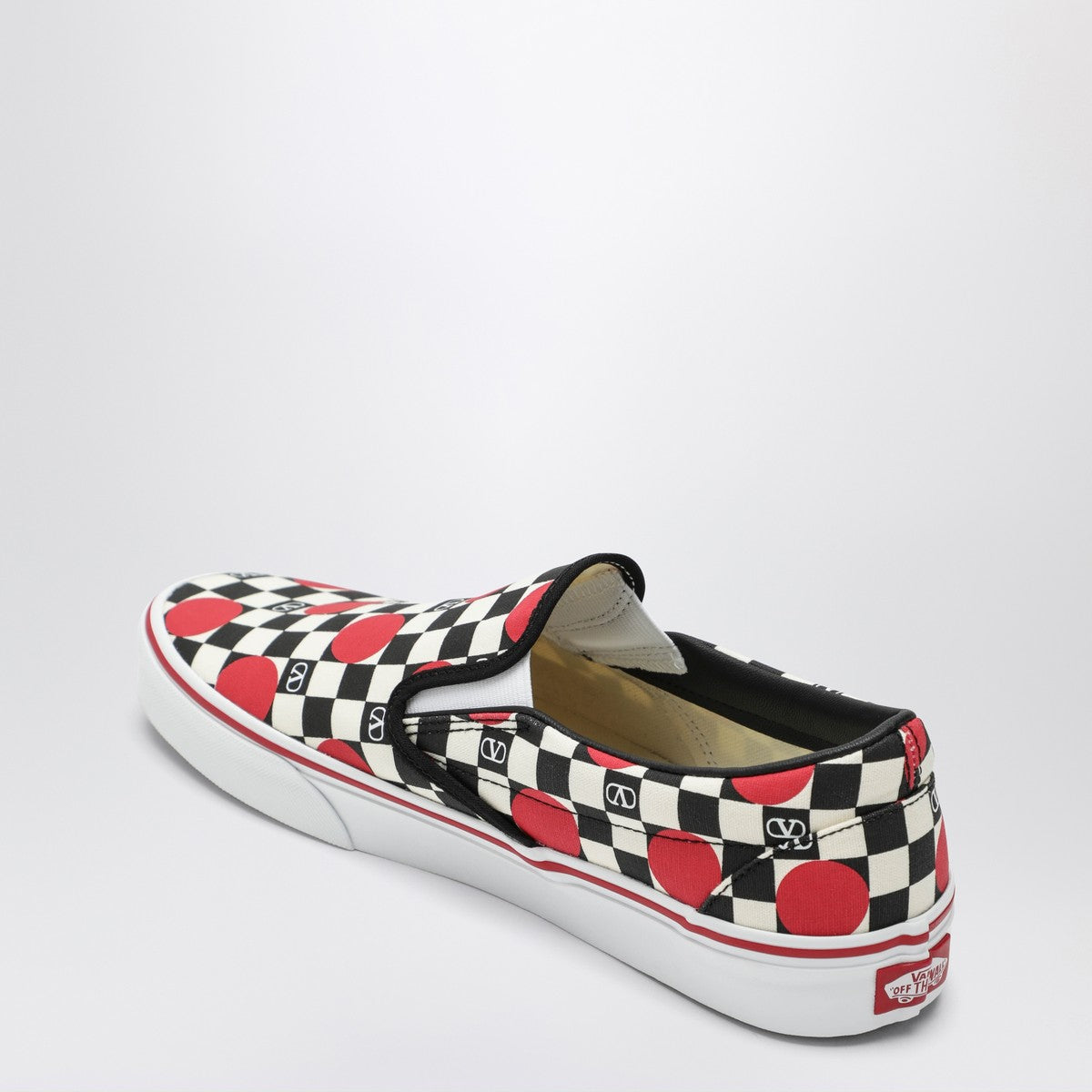 Valentino Garavani Slip-On sneakers black/red with VLogo Checkerboard print and polka-dot detail