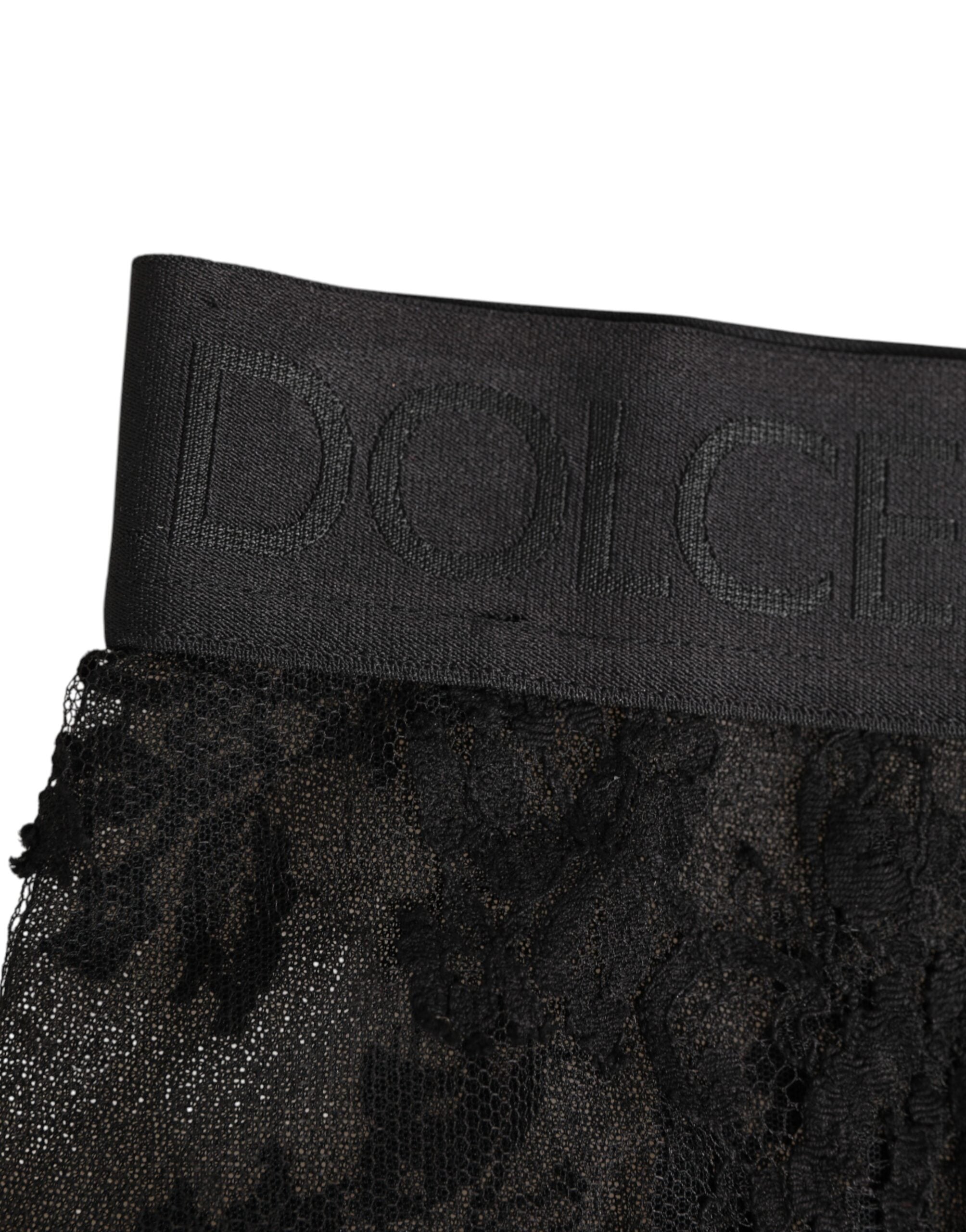 Dolce & Gabbana High Waist Briefs Black Floral Lace Underwear