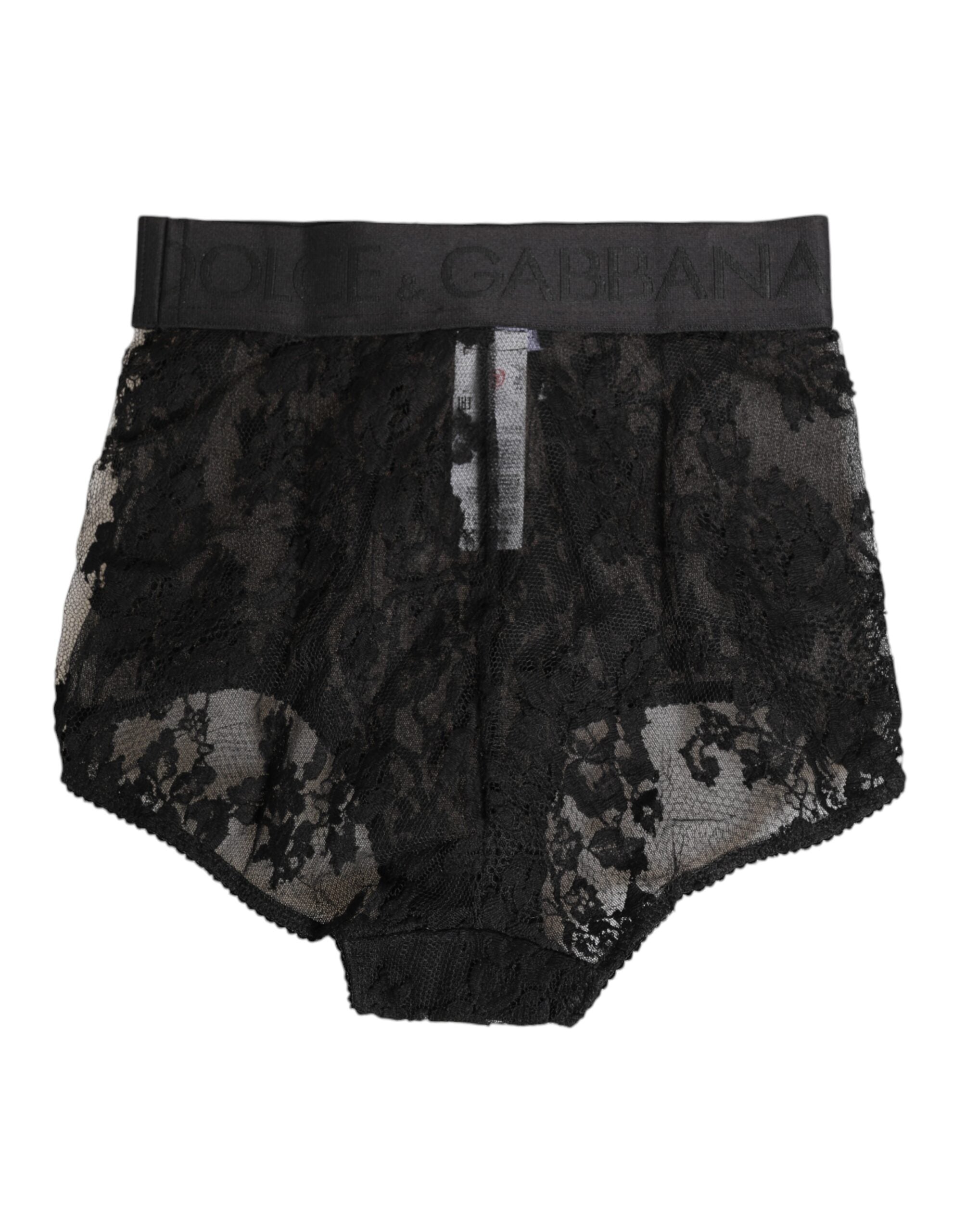 Dolce & Gabbana High Waist Briefs Black Floral Lace Underwear