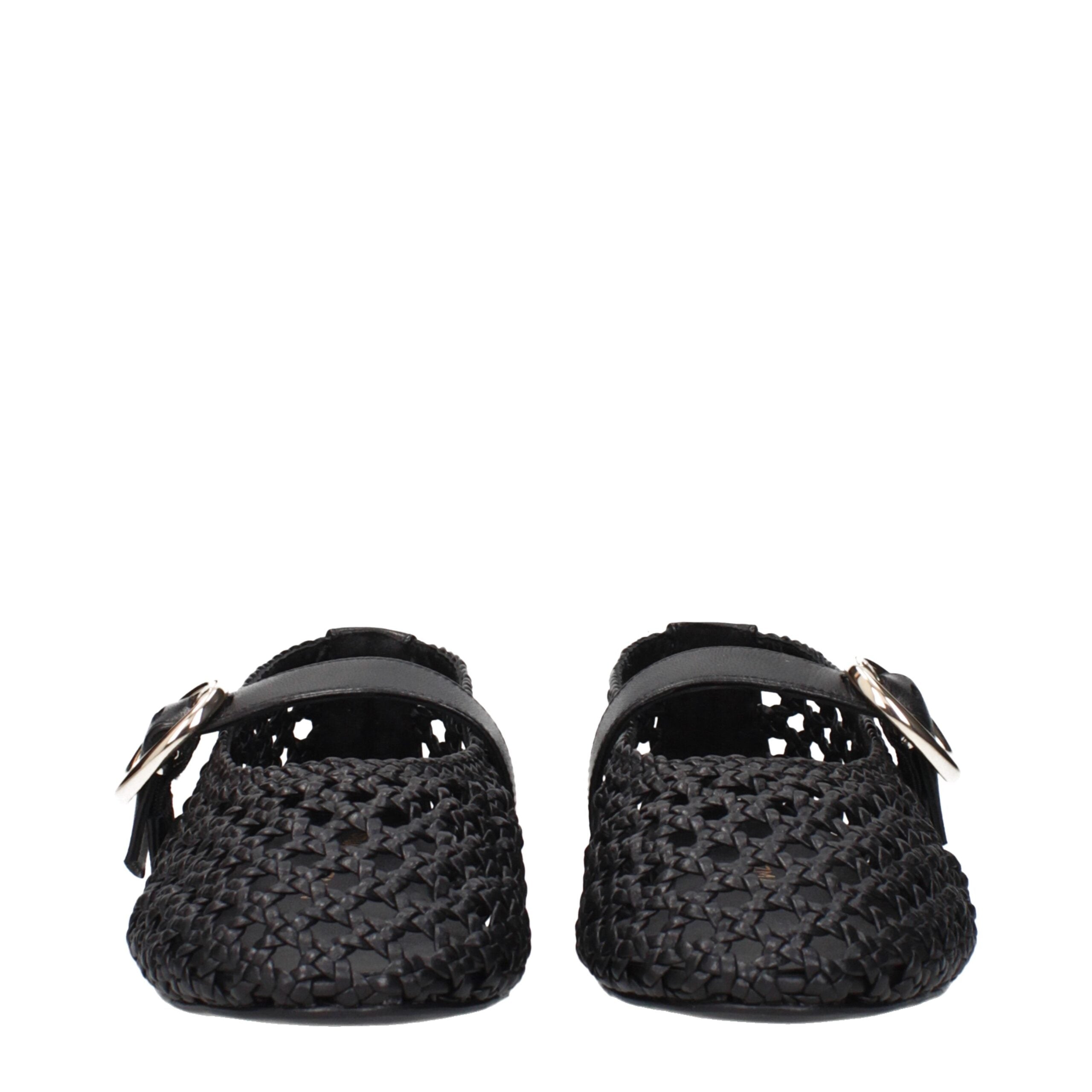 Stuart Weitzman Black Leather Ballet Flats