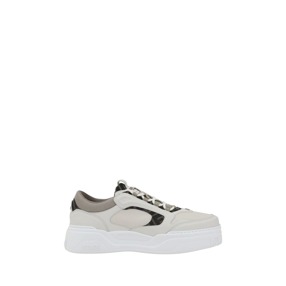 Fendi White Calf Leather Bos Taurus Low Top Sneakers