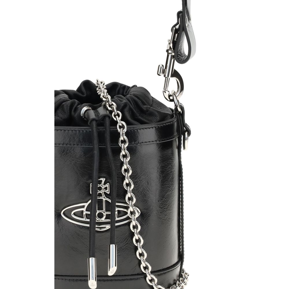 Vivienne Westwood Black Calf Leather Bos Taurus Backet Bag