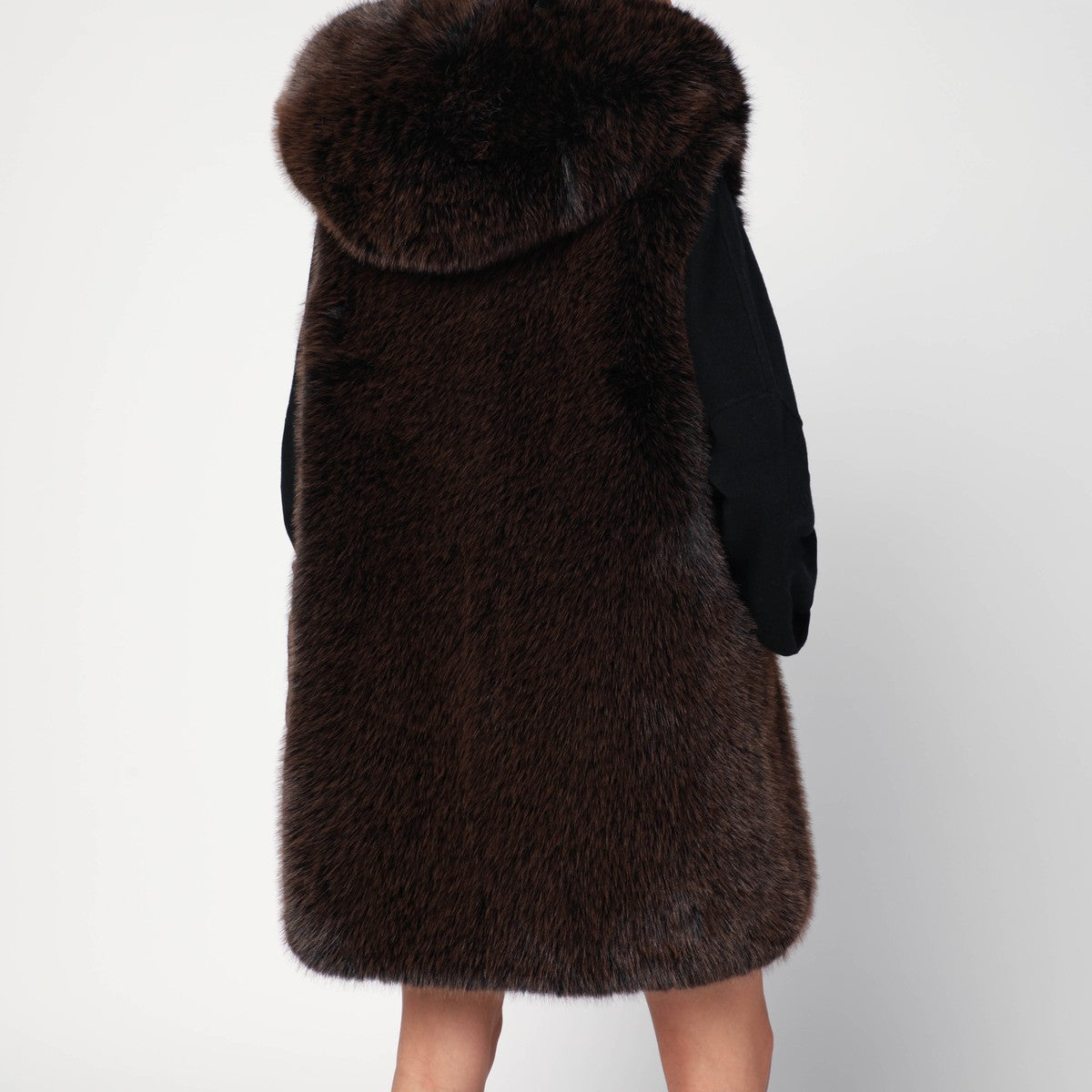 Sword 6644 Sword 6644 Brown faux fur gilet with hood