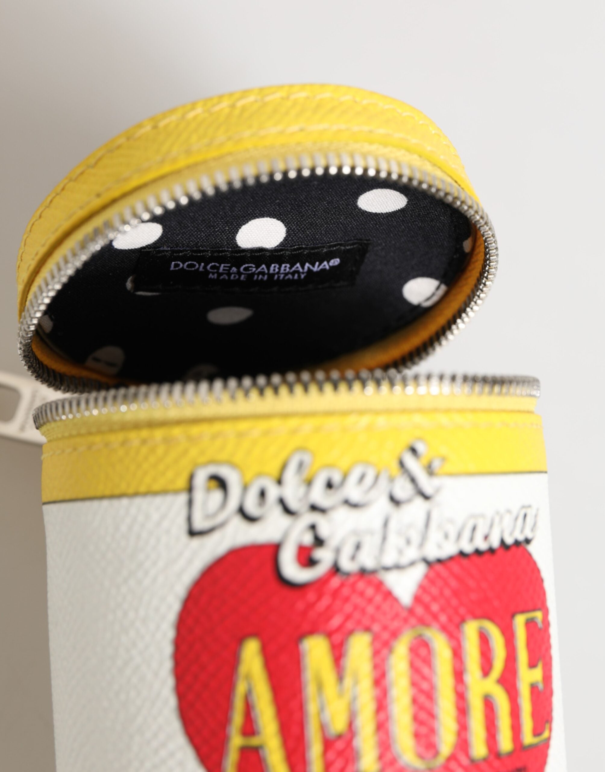 Dolce & Gabbana Amore Leather Multicolor Bag Charm Coin Case Keychain Keyring