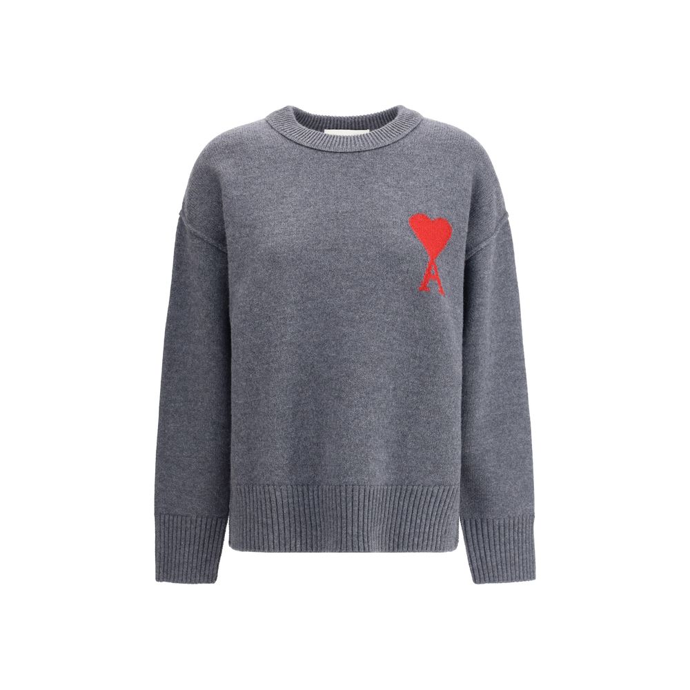 Ami Paris Gray Fleece Wool Sweatshirt