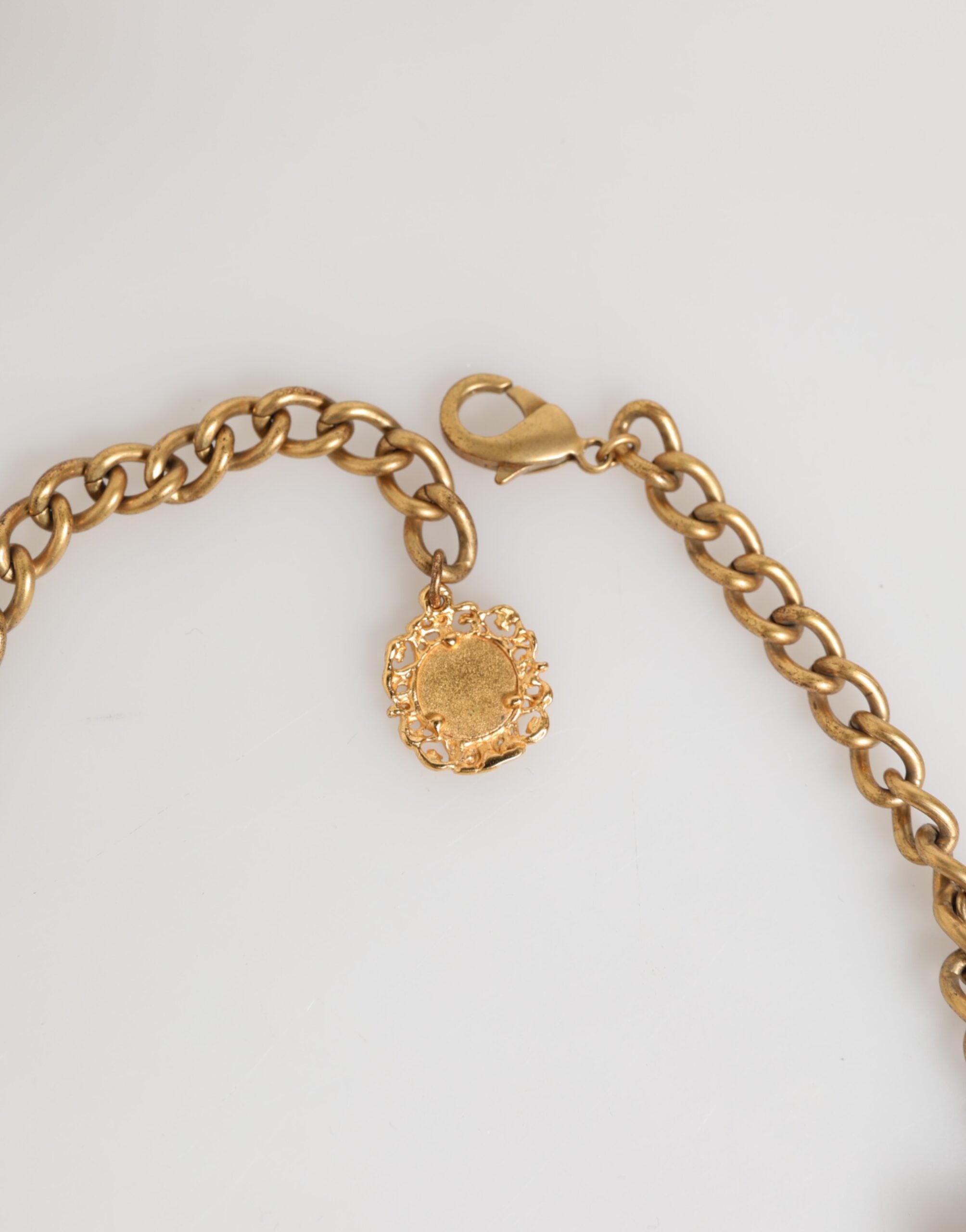 Dolce & Gabbana Estate Multicolor Floral Fruit Gold Chain Statement Necklace
