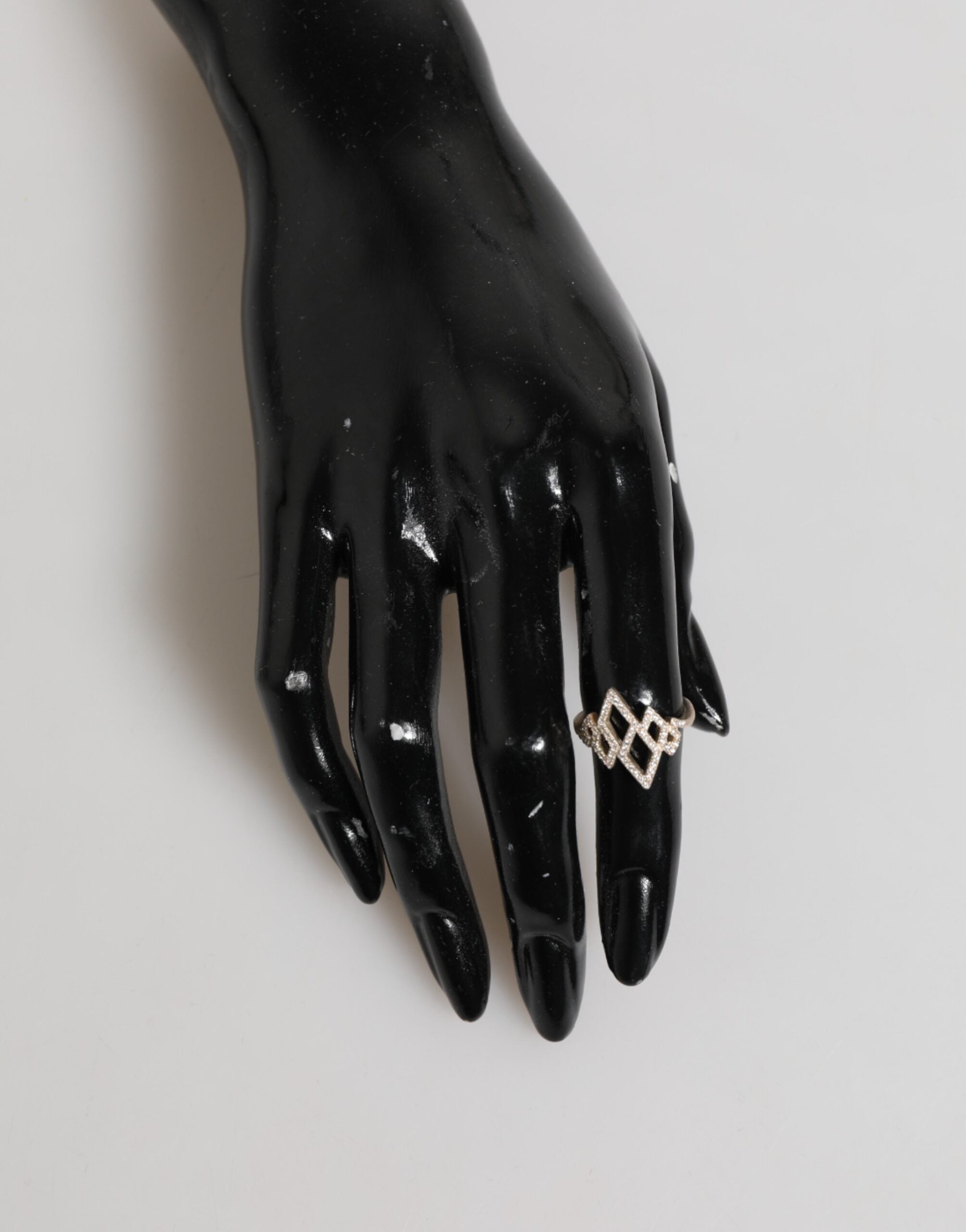 Nialaya Geometric Diamond Shape Pave CZ Crystal Jewelry Ring