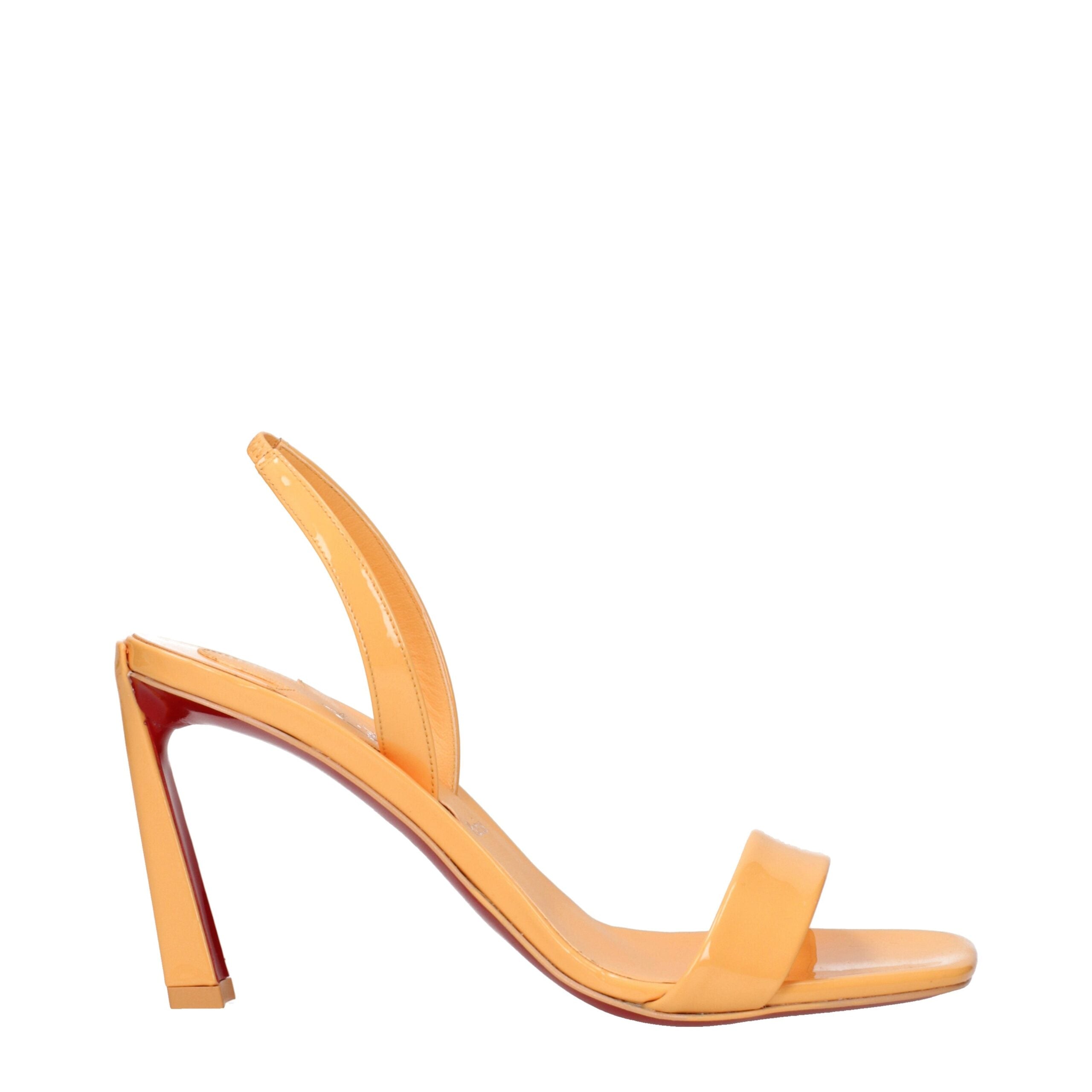 Christian Louboutin Orange Leather Stiletto Heel Sandals - Luxe Marca