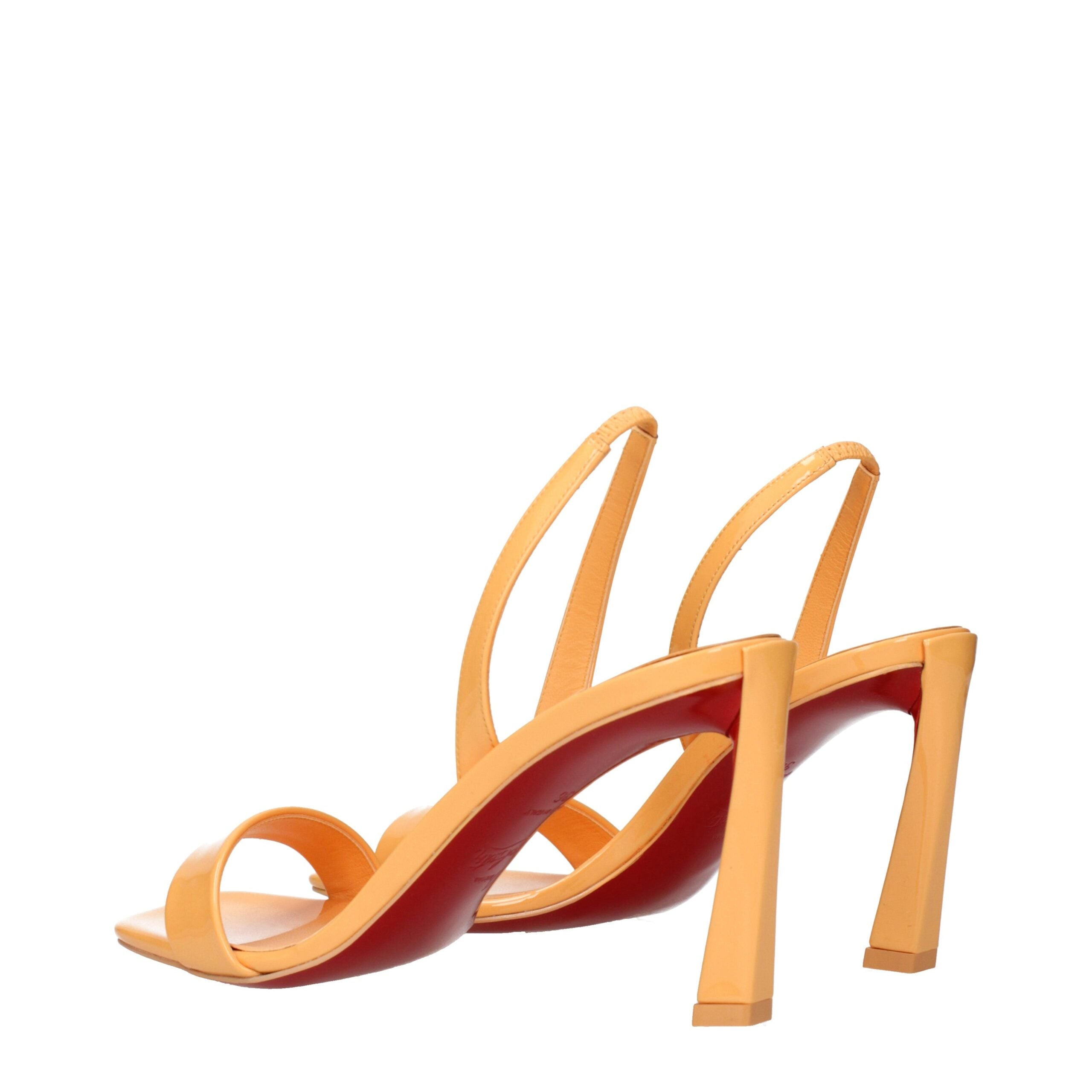 صندل كريستيان لوبوتان البرتقالي الجلدي بكعب ستيليتو