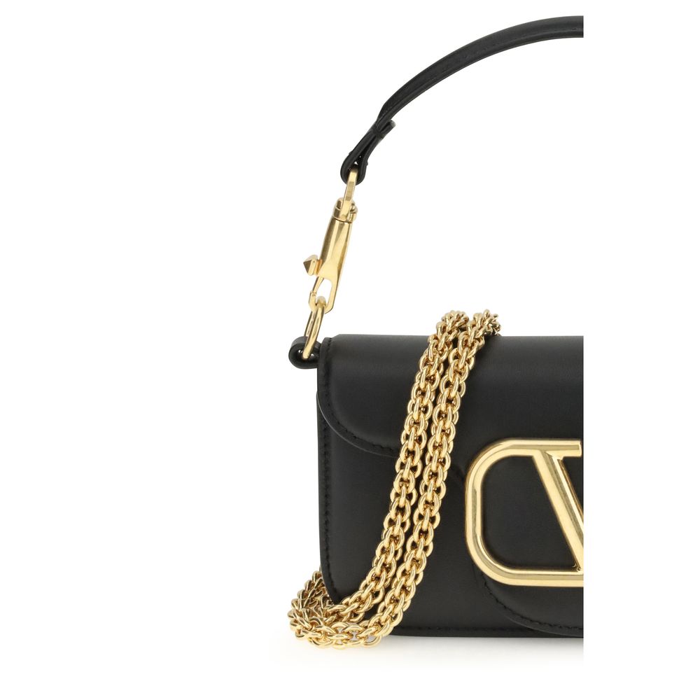 Valentino Garavani Black Calf Leather Bos Taurus Shoulder Bag