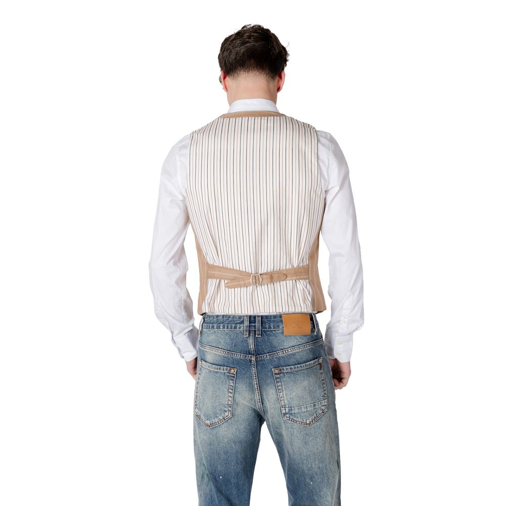 Gianni Lupo Beige Polyester Waistcoat