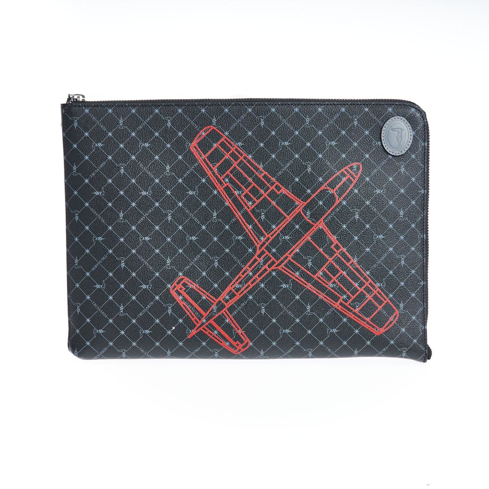 Trussardi Black Leather Men Clutch