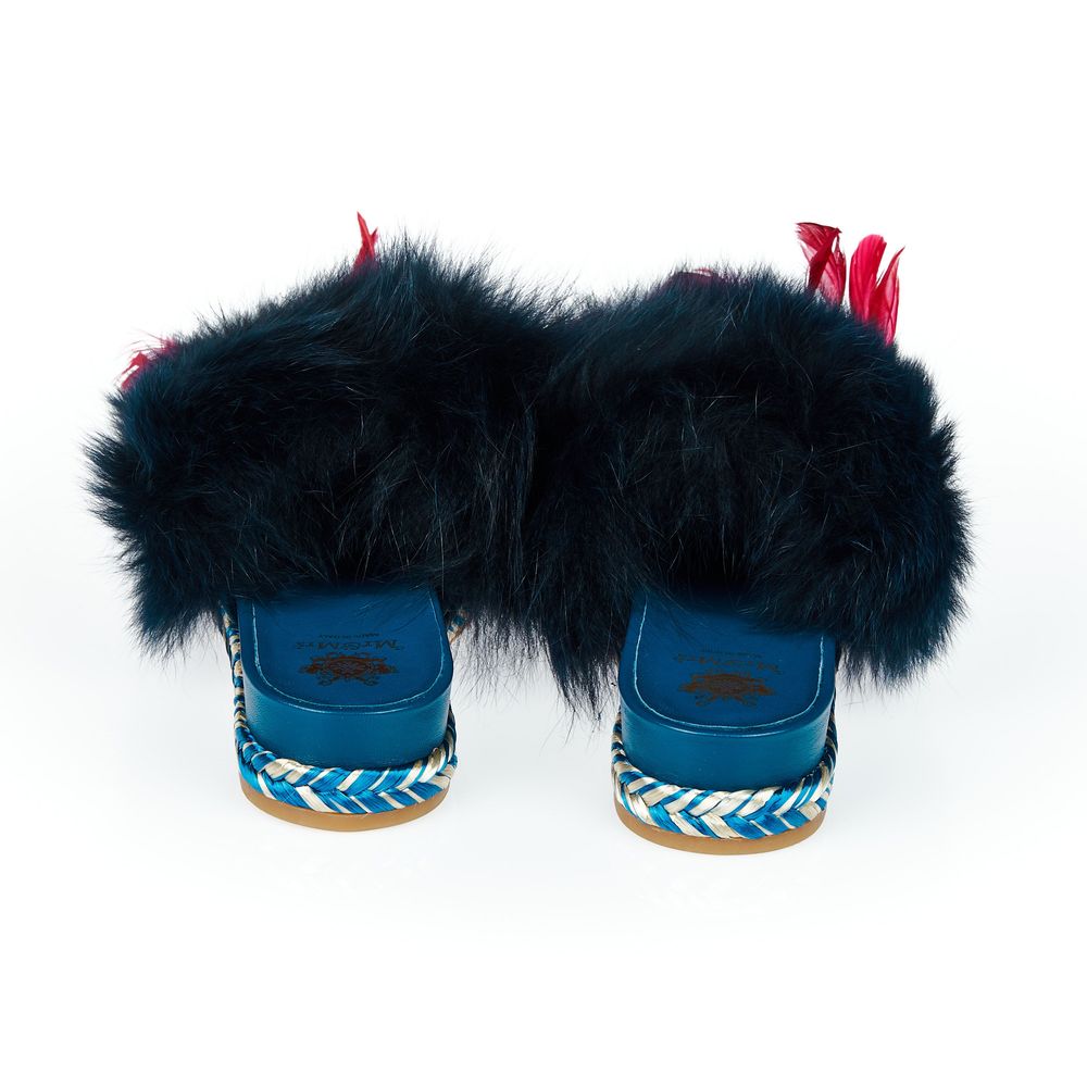 Mr&Mrs Italy Blue Lamb Leather Women Sandal