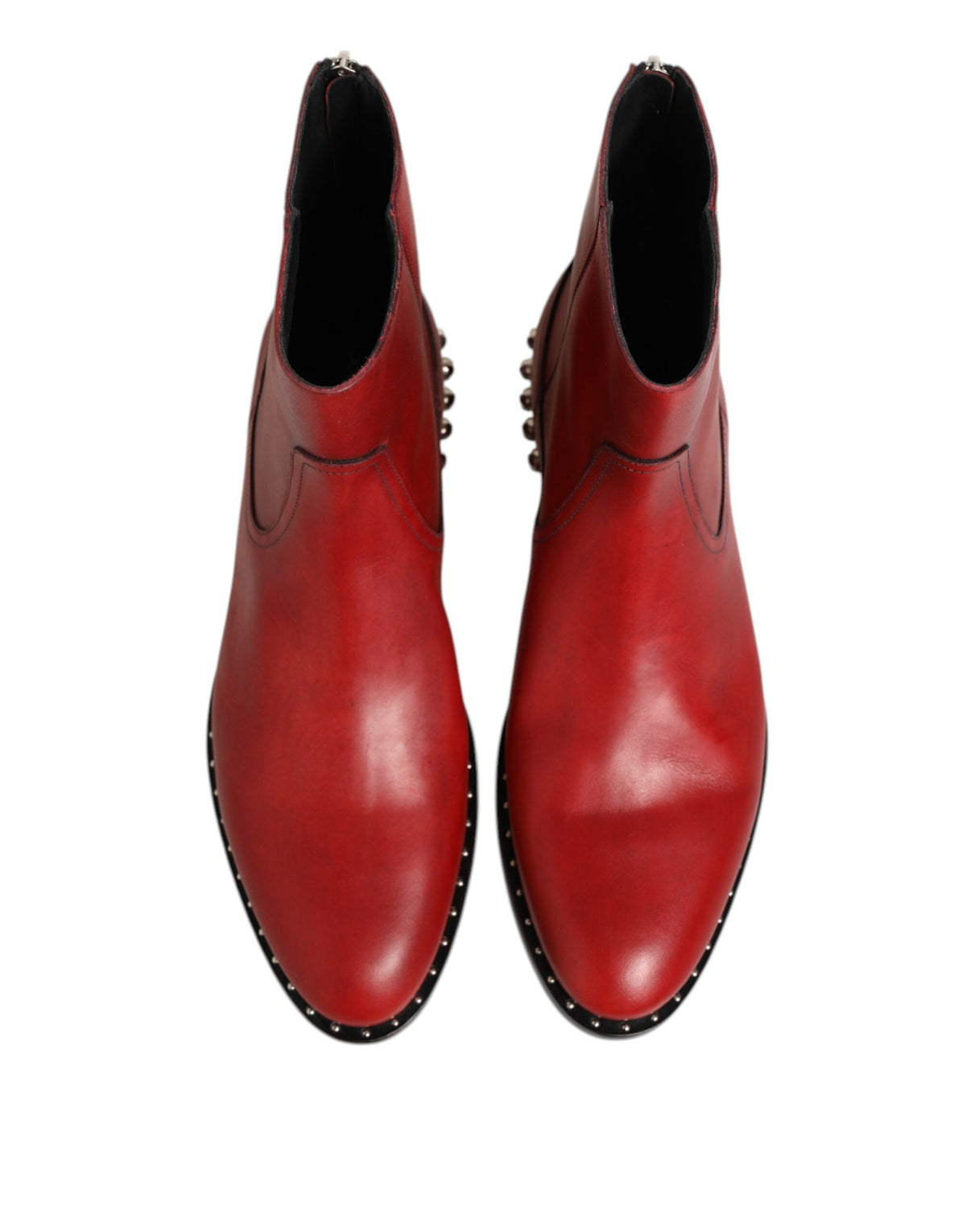 Dolce & Gabbana Red Studded Chelsea Short Ankle Boots Shoes