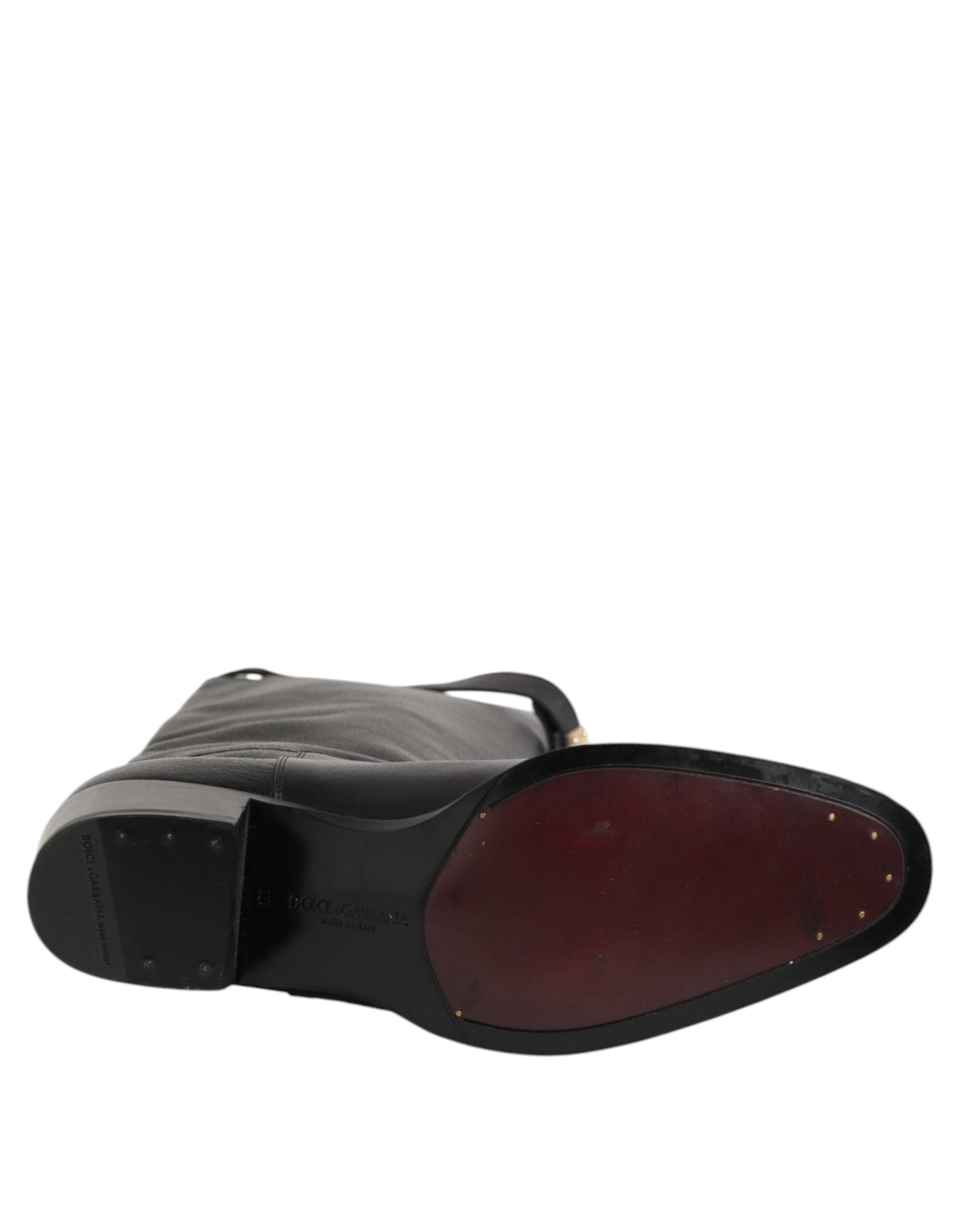 حذاء دولتشي آند غابانا بلوحة شعار سوداء على الساق