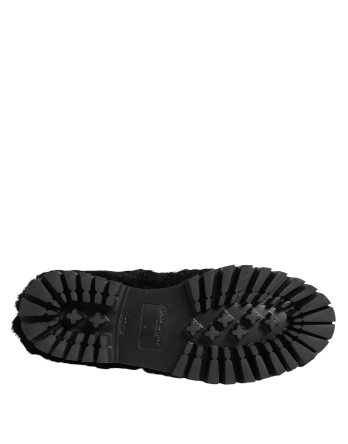 Dolce & Gabbana Dress Black Fur Leather Slippers Men Shoes