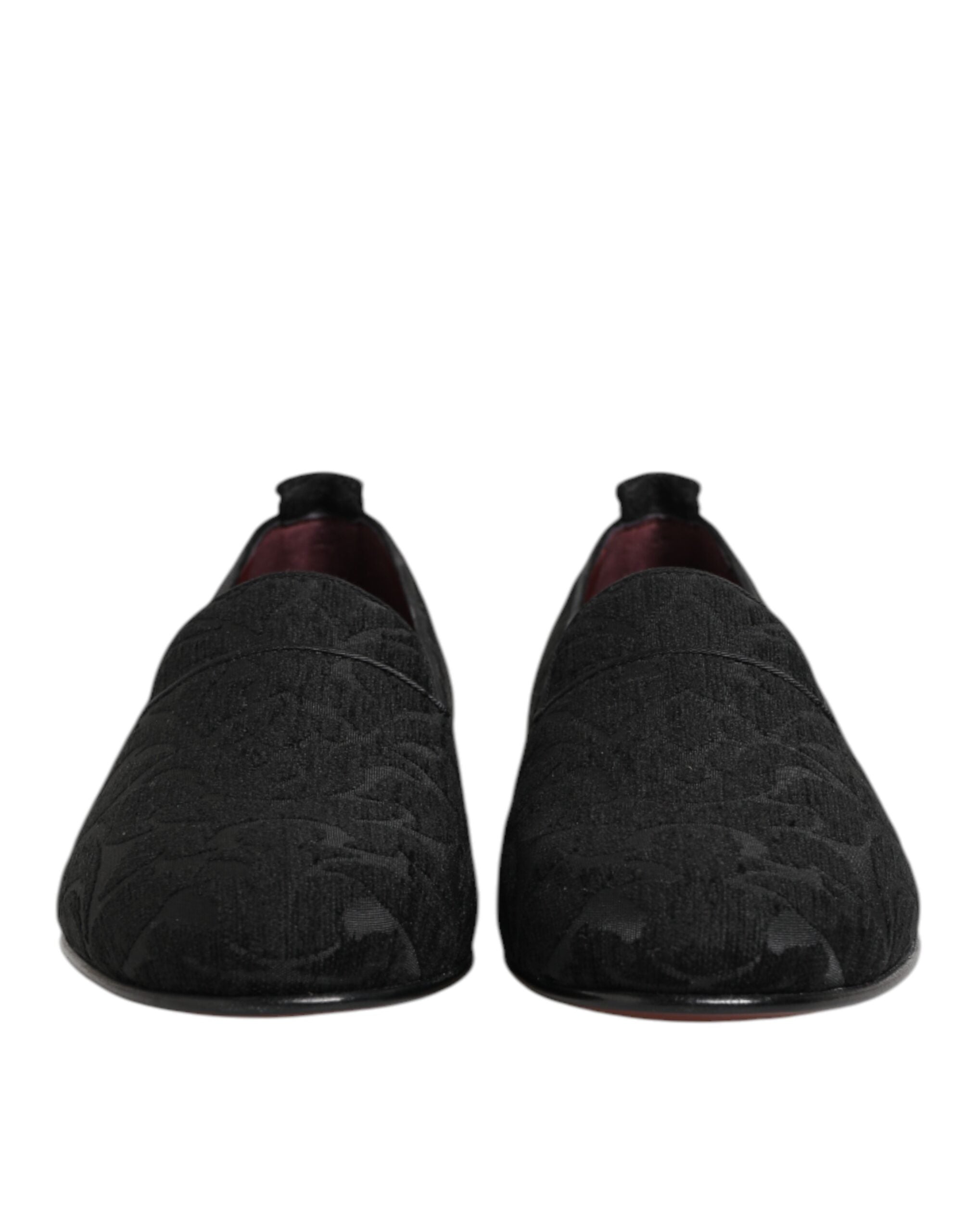 حذاء دولتشي آند غابانا أسود من قماش البروكار سهل الارتداء للرجال