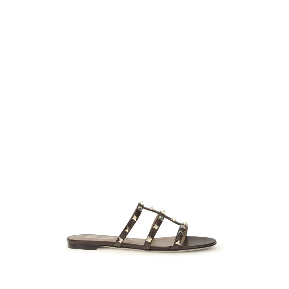 Valentino Garavani Brown Calf Leather Bos Taurus Sandals