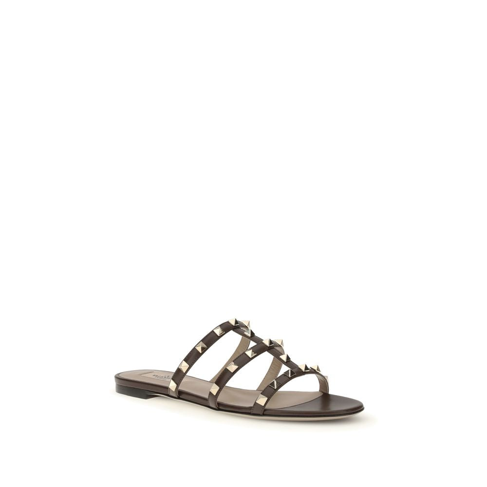 Valentino Garavani Brown Calf Leather Bos Taurus Sandals