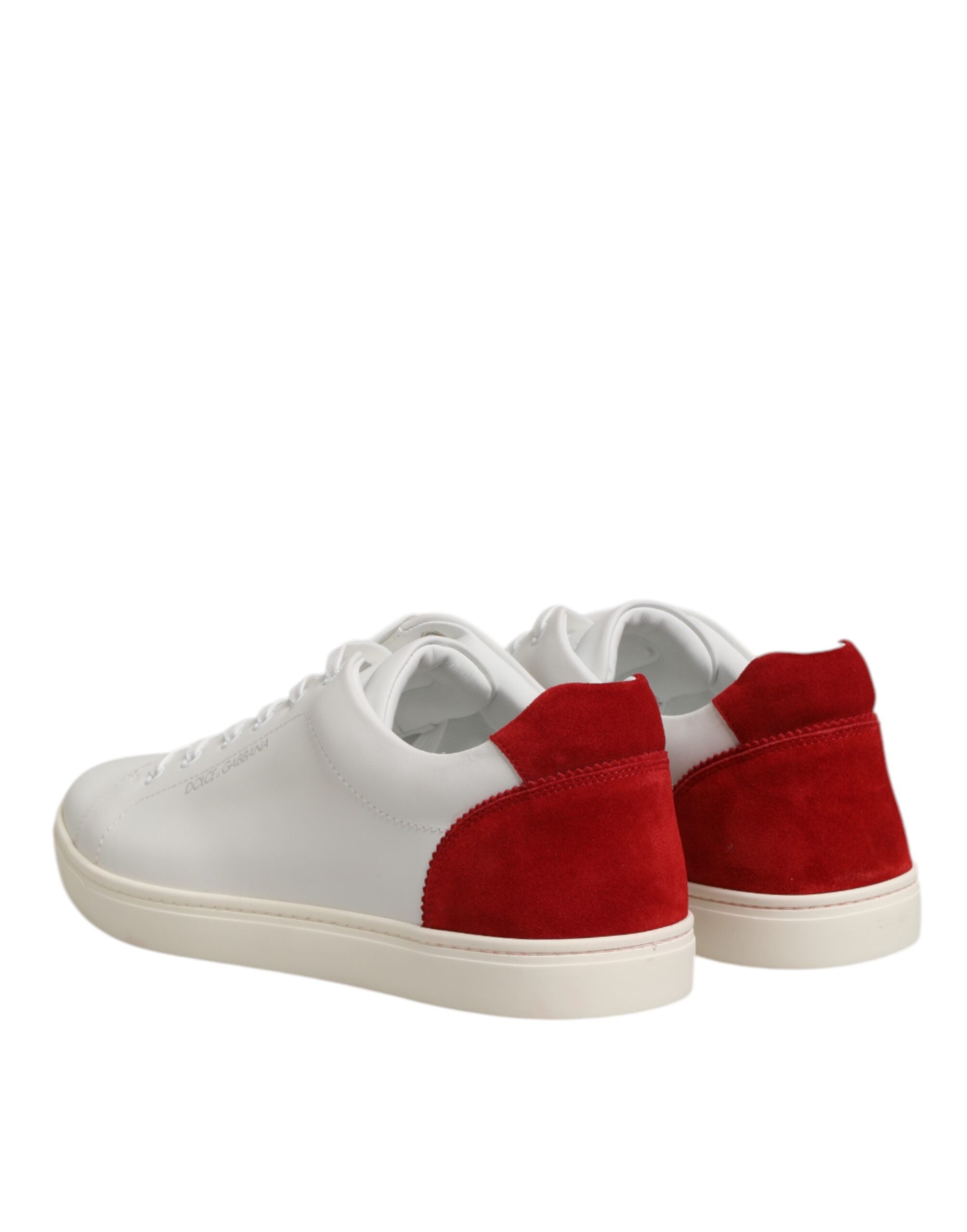 Dolce & Gabbana White Red Leather Low Top Men Sneakers Shoes