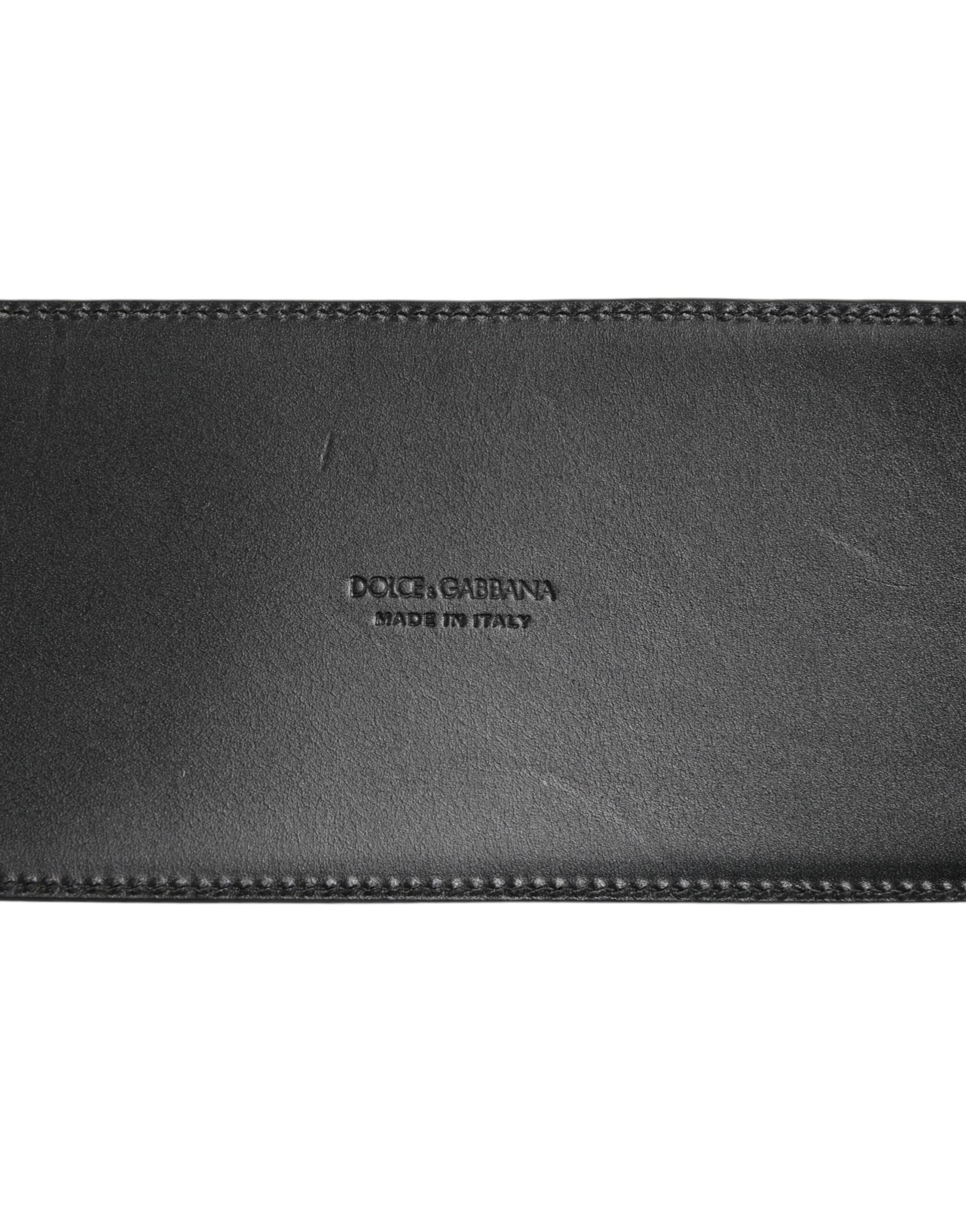 حزام دولتشي آند غابانا الأسود المصنوع من الجلد بأربعة أحزمة معدنية متعددة الإبزيمات