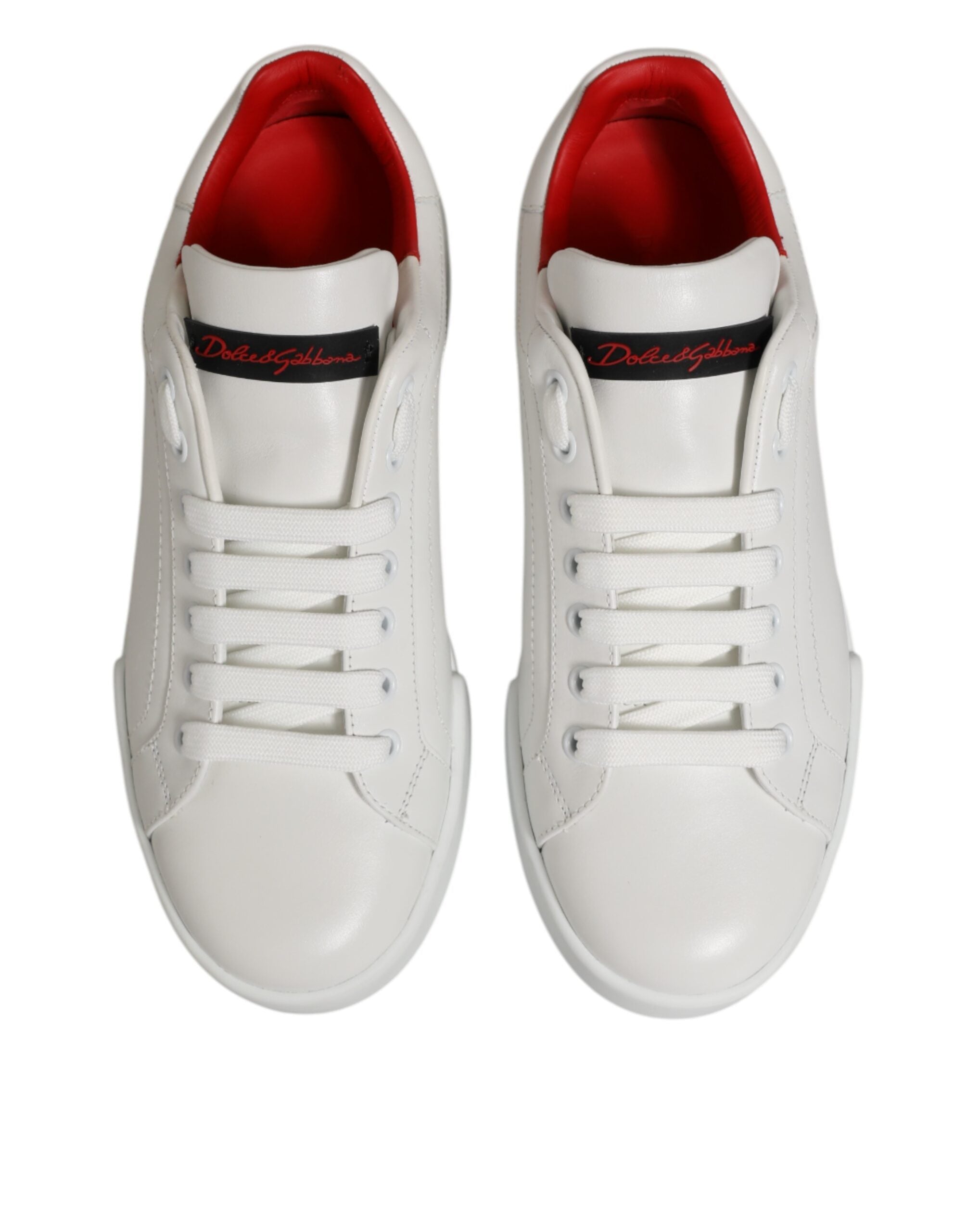 Dolce & Gabbana White Leather Lace Up Low Top Sneakers Shoes