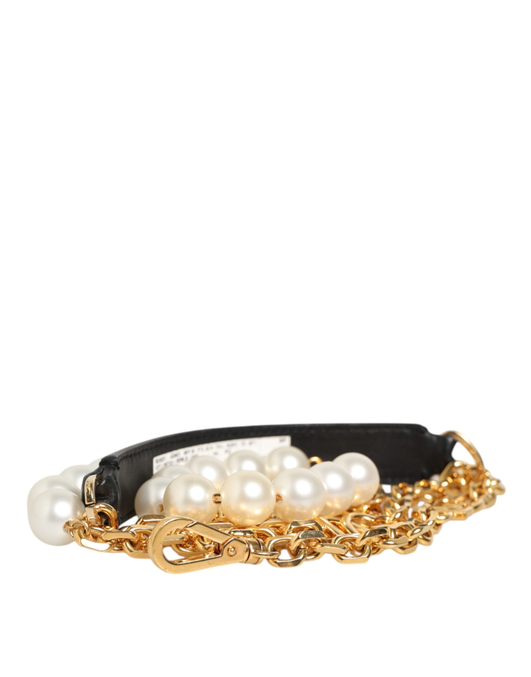 حقيبة دولتشي آند غابانا من الجلد الأسود مع سلسلة ذهبية وحزام كتف