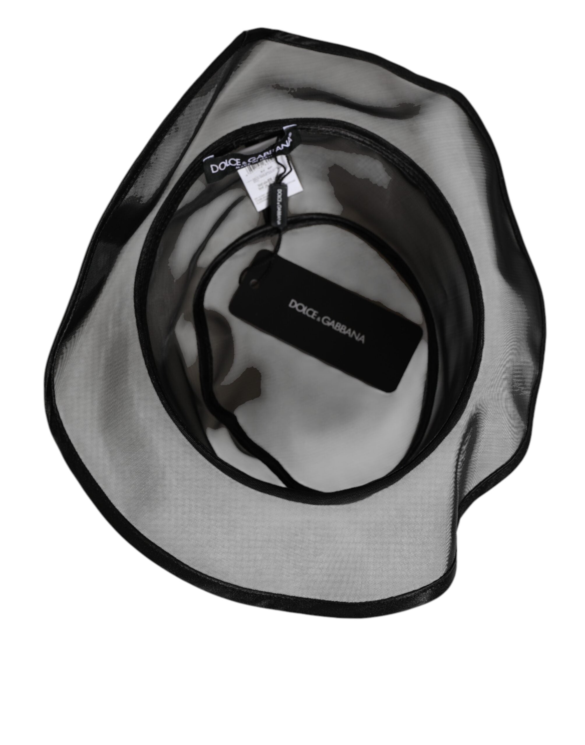 قبعة صياد السمك دولتشي آند غابانا السوداء المصنوعة من الحرير الشبكي للرجال