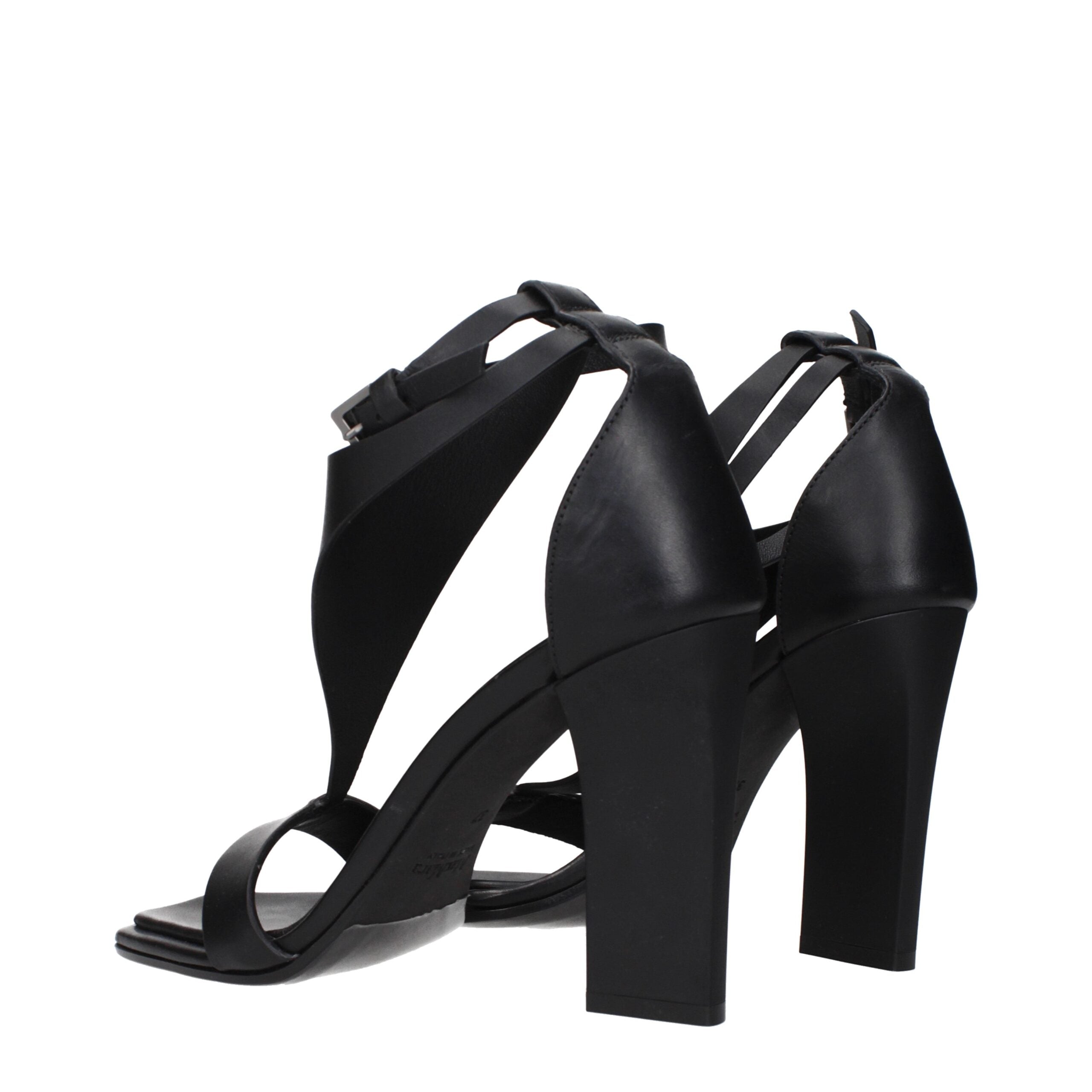 Max Mara Black Leather Stiletto Heel Sandals