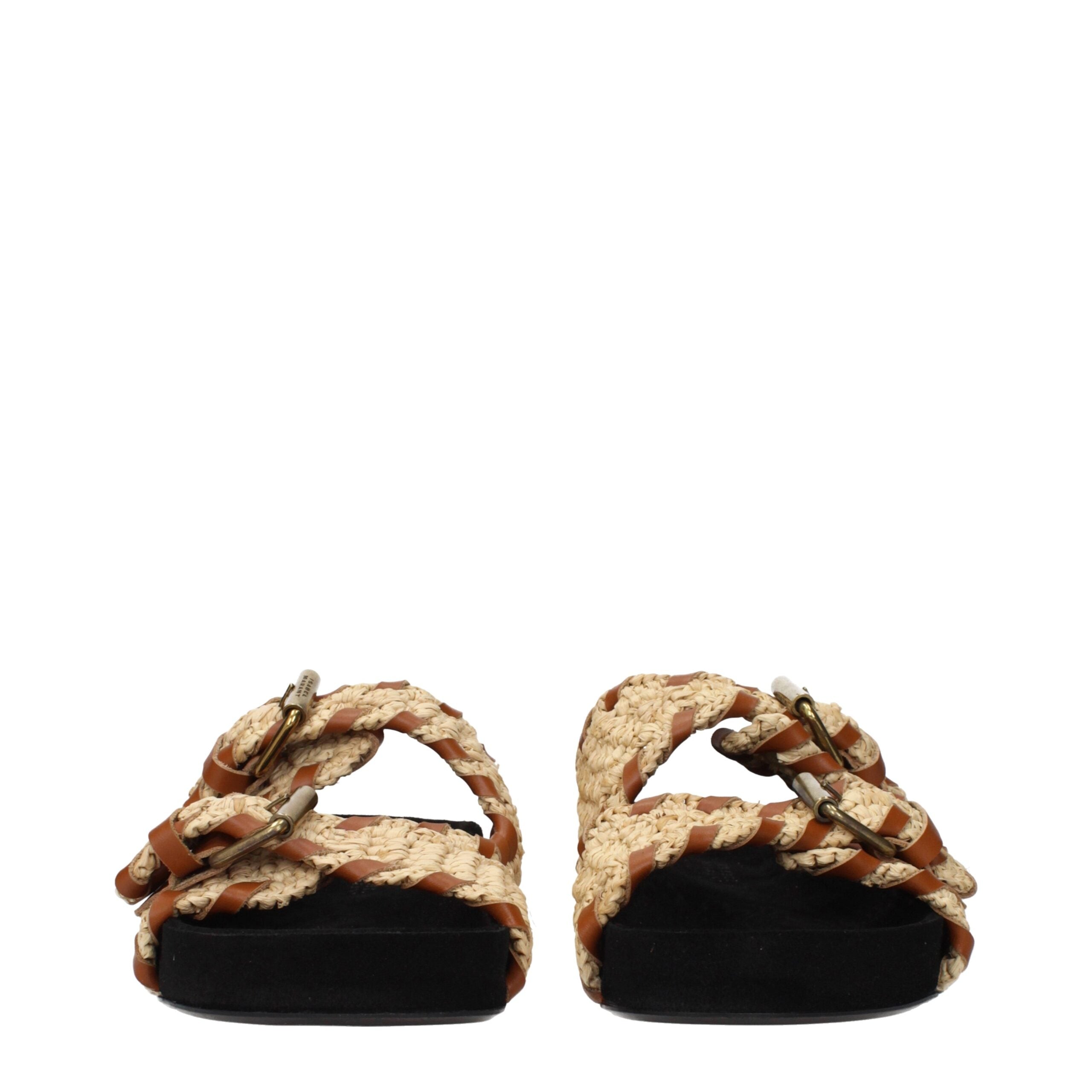 نعال إيزابيل مارانت من الرافيا باللون البيج