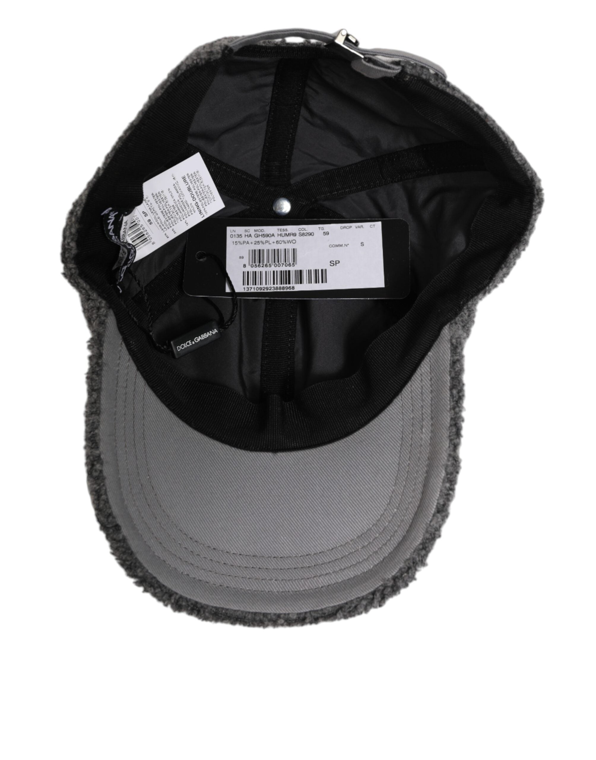 قبعة بيسبول رمادية من الصوف للرجال من دولتشي آند غابانا