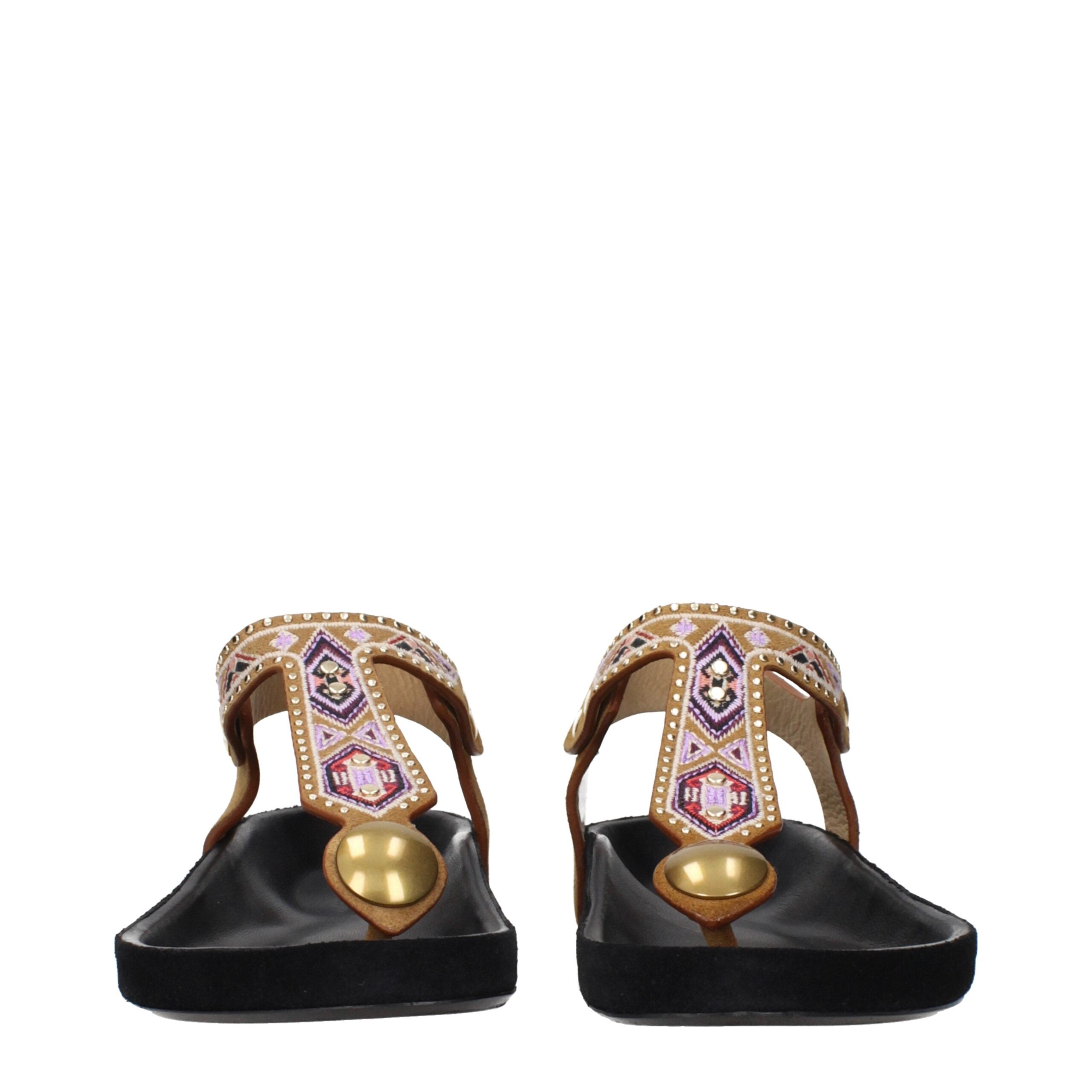 صندل إيزابيل مارانت الجلدي البيج ذو القلاب