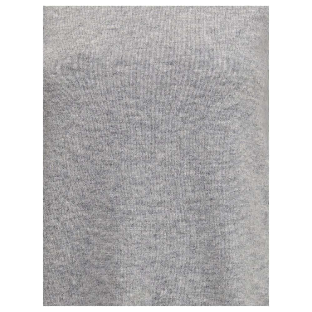 بلوزة ماكس مارا رمادية من الصوف بياقة مدورة