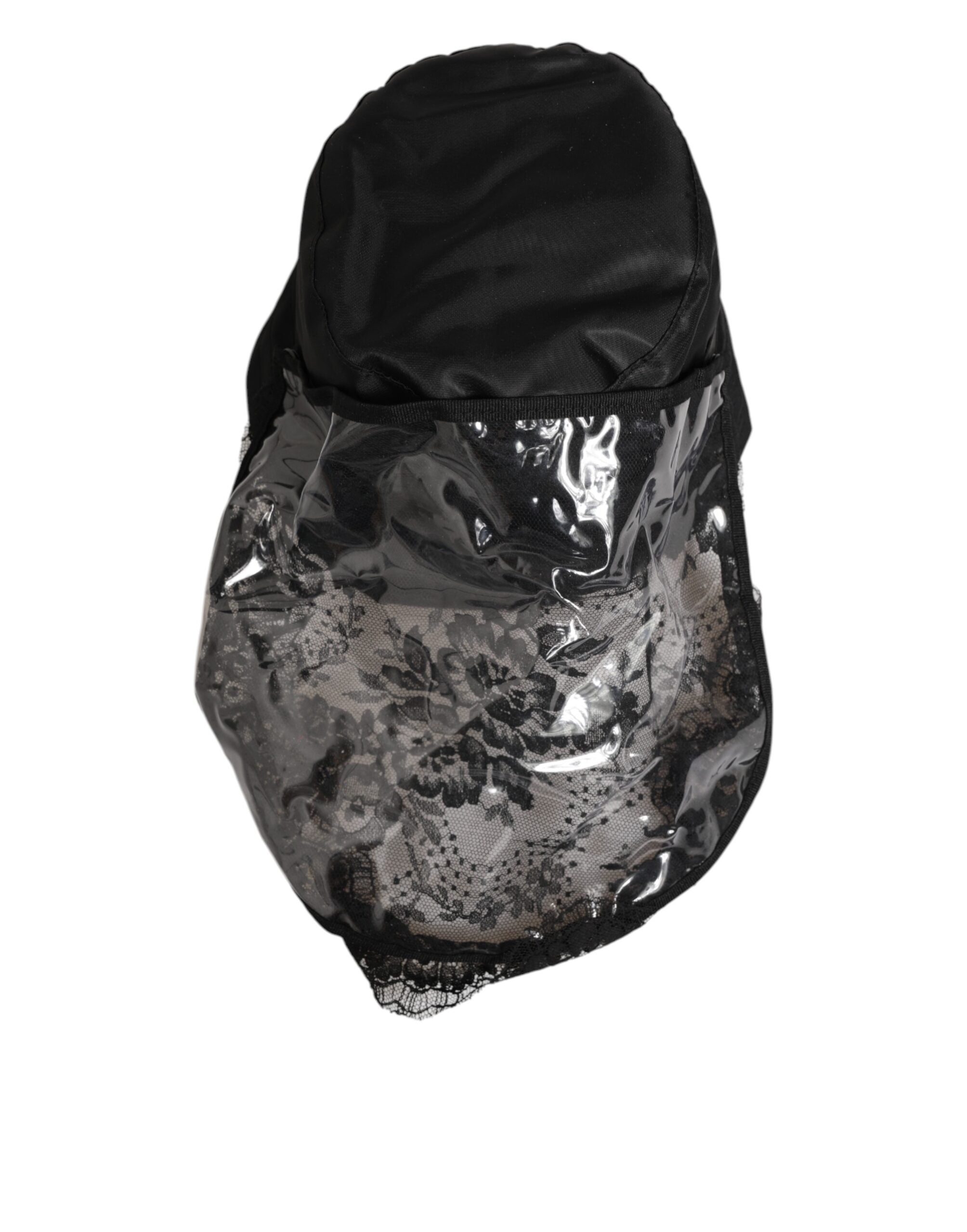 قبعة دولتشي آند غابانا سوداء من البولي فينيل كلوريد ذات حافة عريضة للرجال