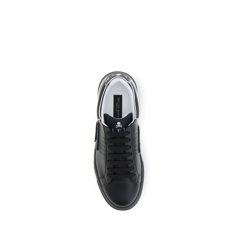 Philipp Plein Black Calf Leather Bos Taurus Athletic Sneakers