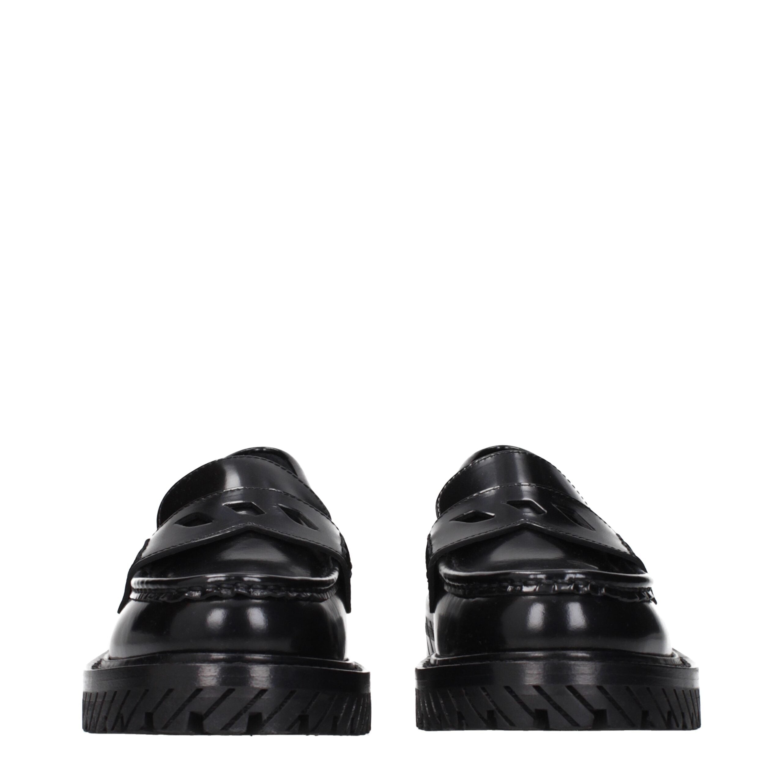 Off-White Black Leather Slip-On Loafers