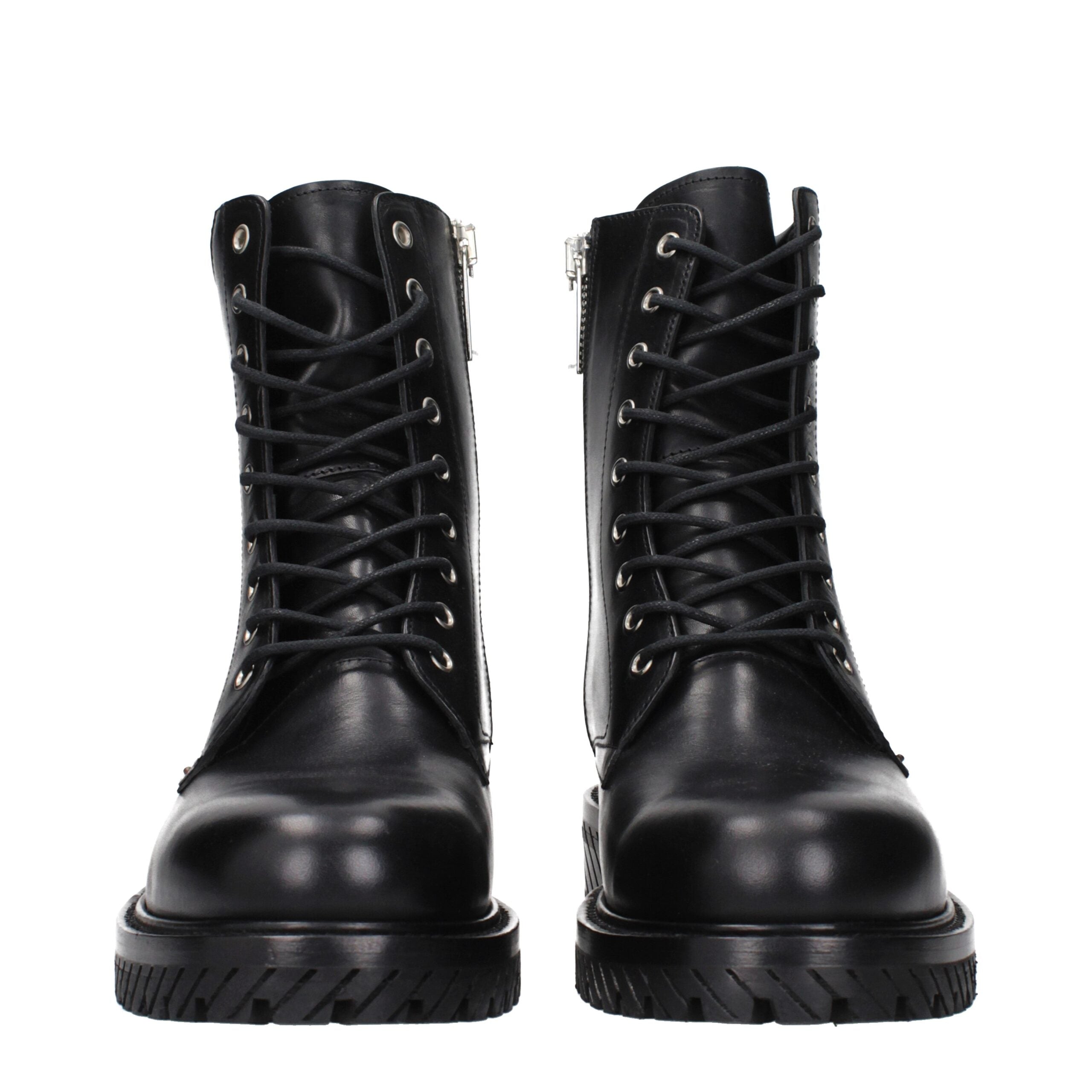 Off-White Black Leather Ankle Boots