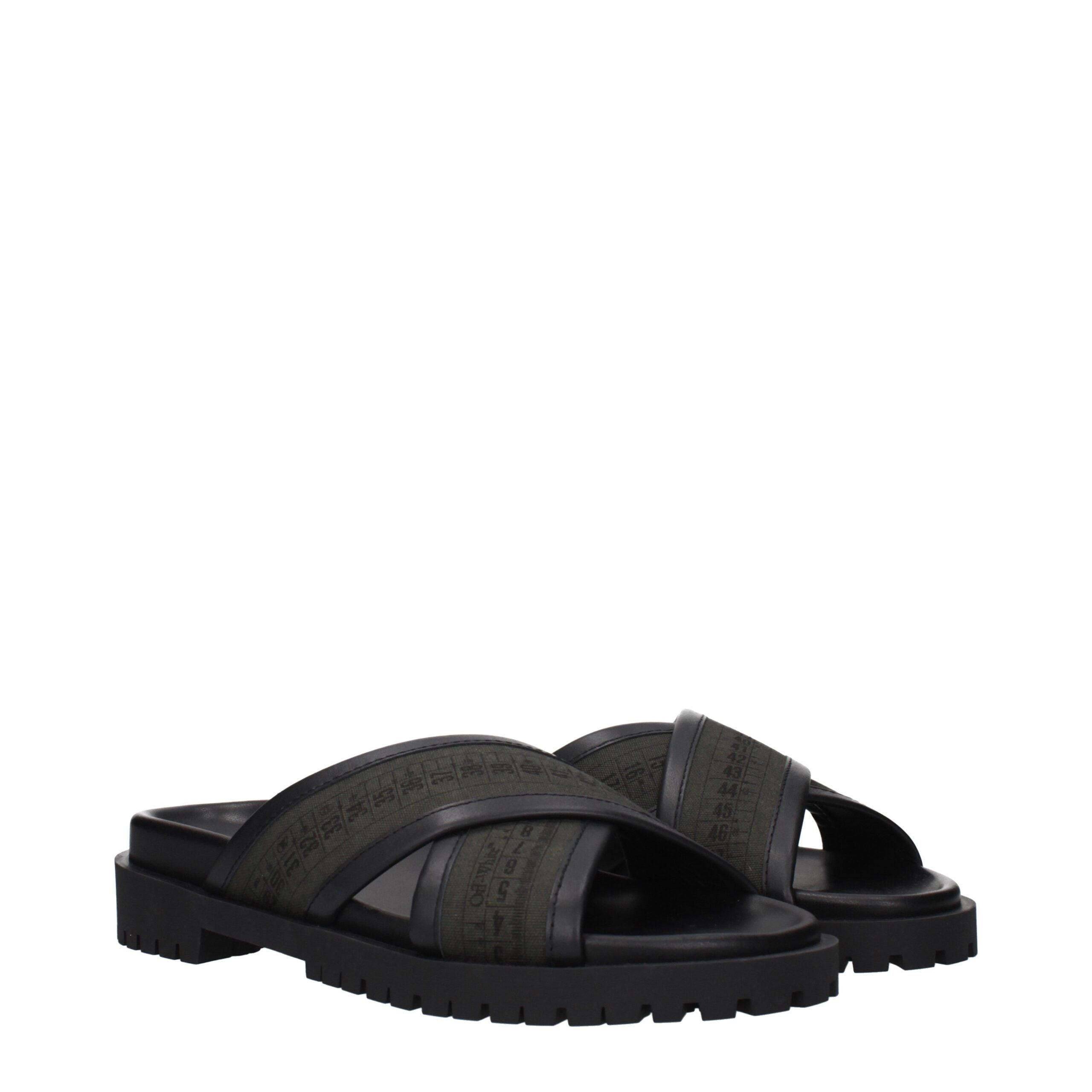 Off-White Green Fabric Sandals