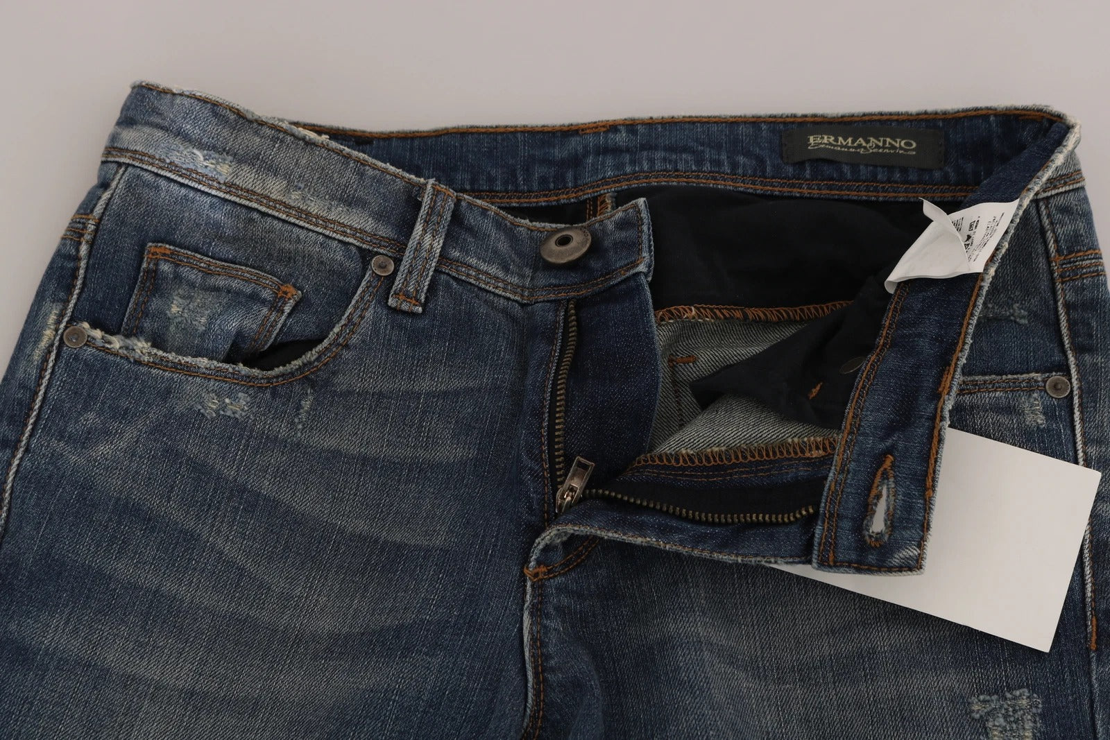 بنطلون جينز كاجوال من Ermanno Scervino أزرق مغسول بقصّة بوت كات